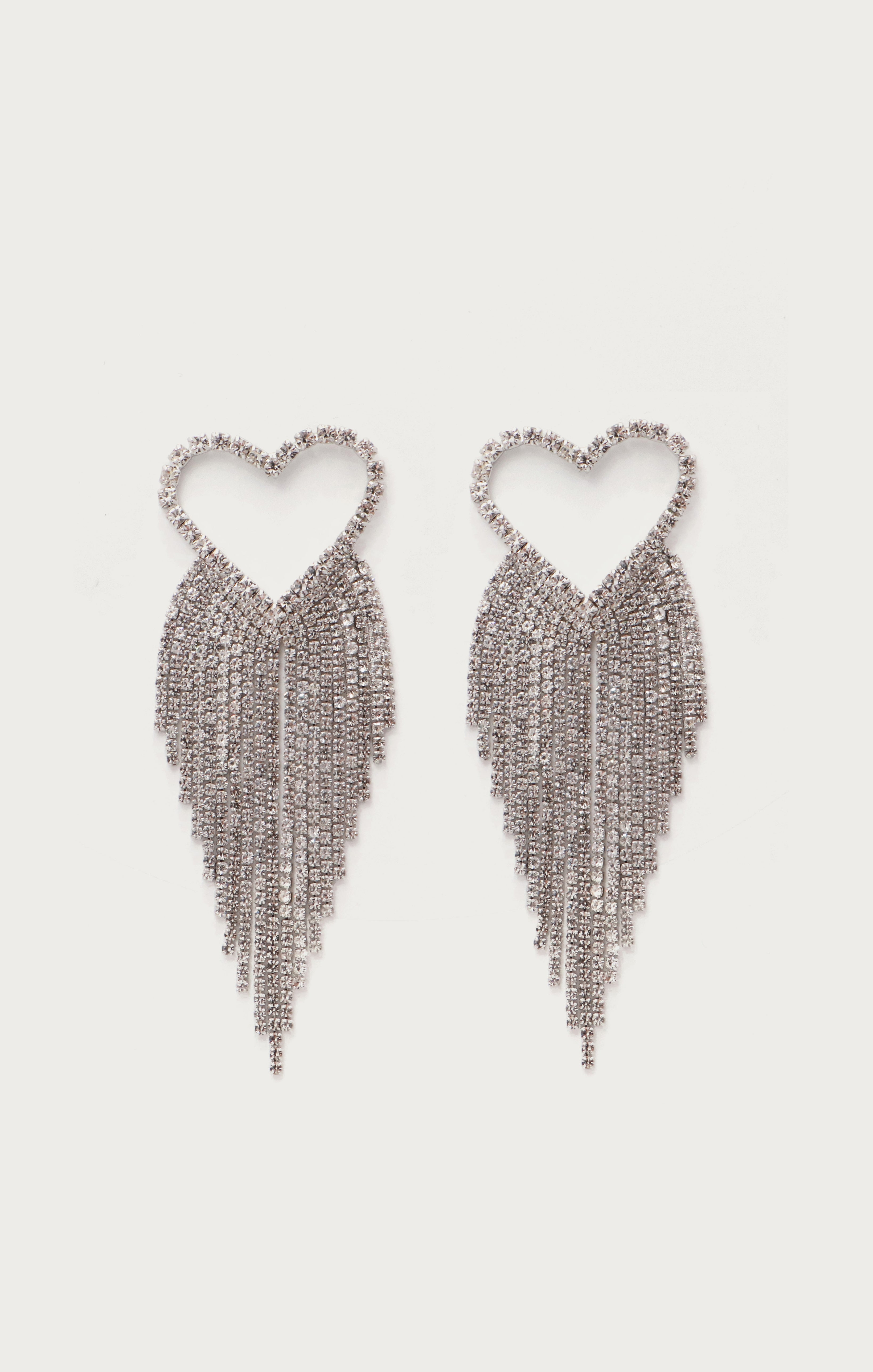 Elegant Crystal Chandelier Earrings in Silver | Petit Moments Glamour