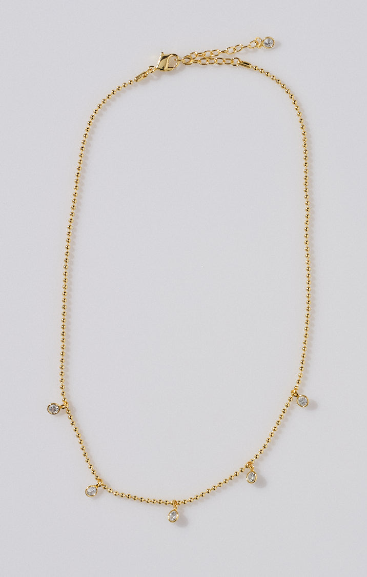 Dainty Gold Crystal Necklace with Cubic Zirconia | Faithy Jewels
