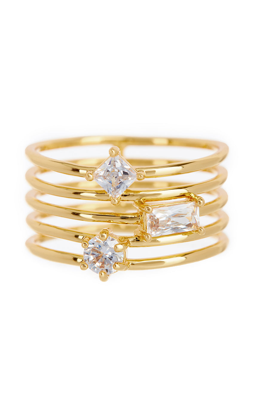 Triple Stone Stack Ring in Gold | LUV AJ