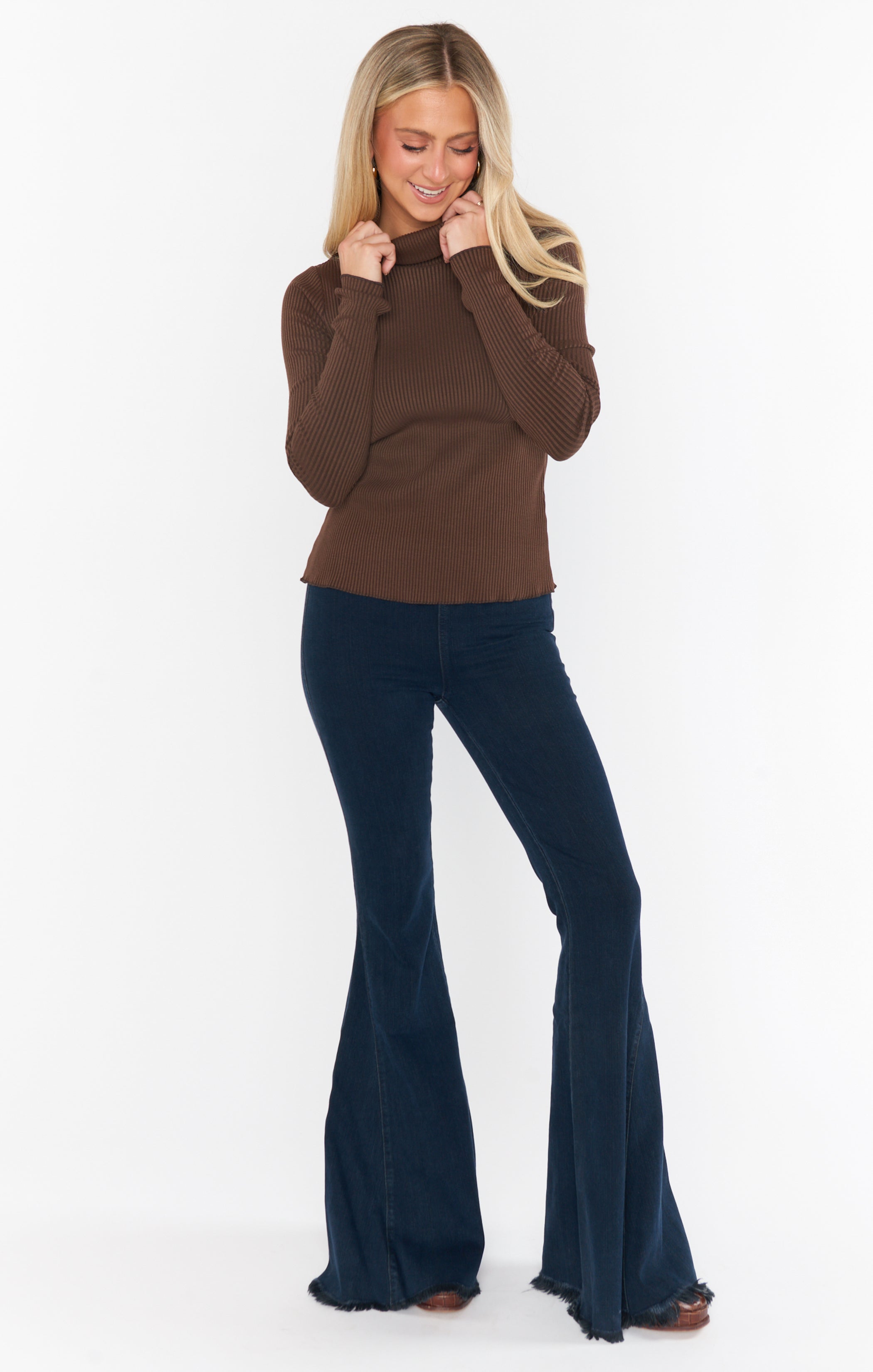 Winter Ribbed Knit Mock Neck Top for Layering | Layer Up
