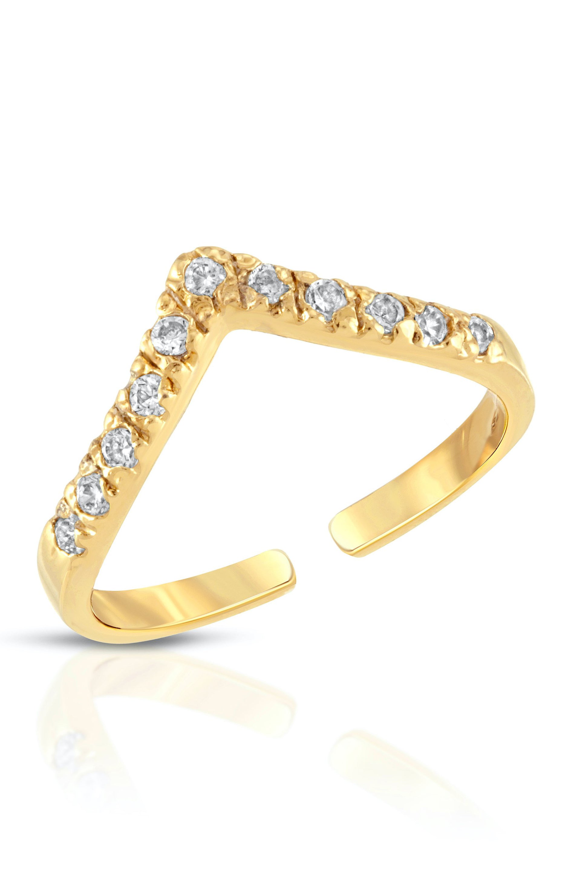 Adjustable Chevron Pave Midi Ring in 18K Gold | Miranda Frye