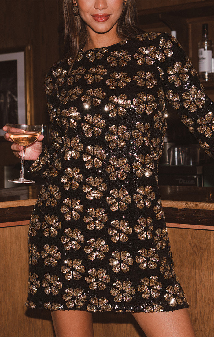 Gold Sequin Mini Dress for Parties & Nights Out | Maddison