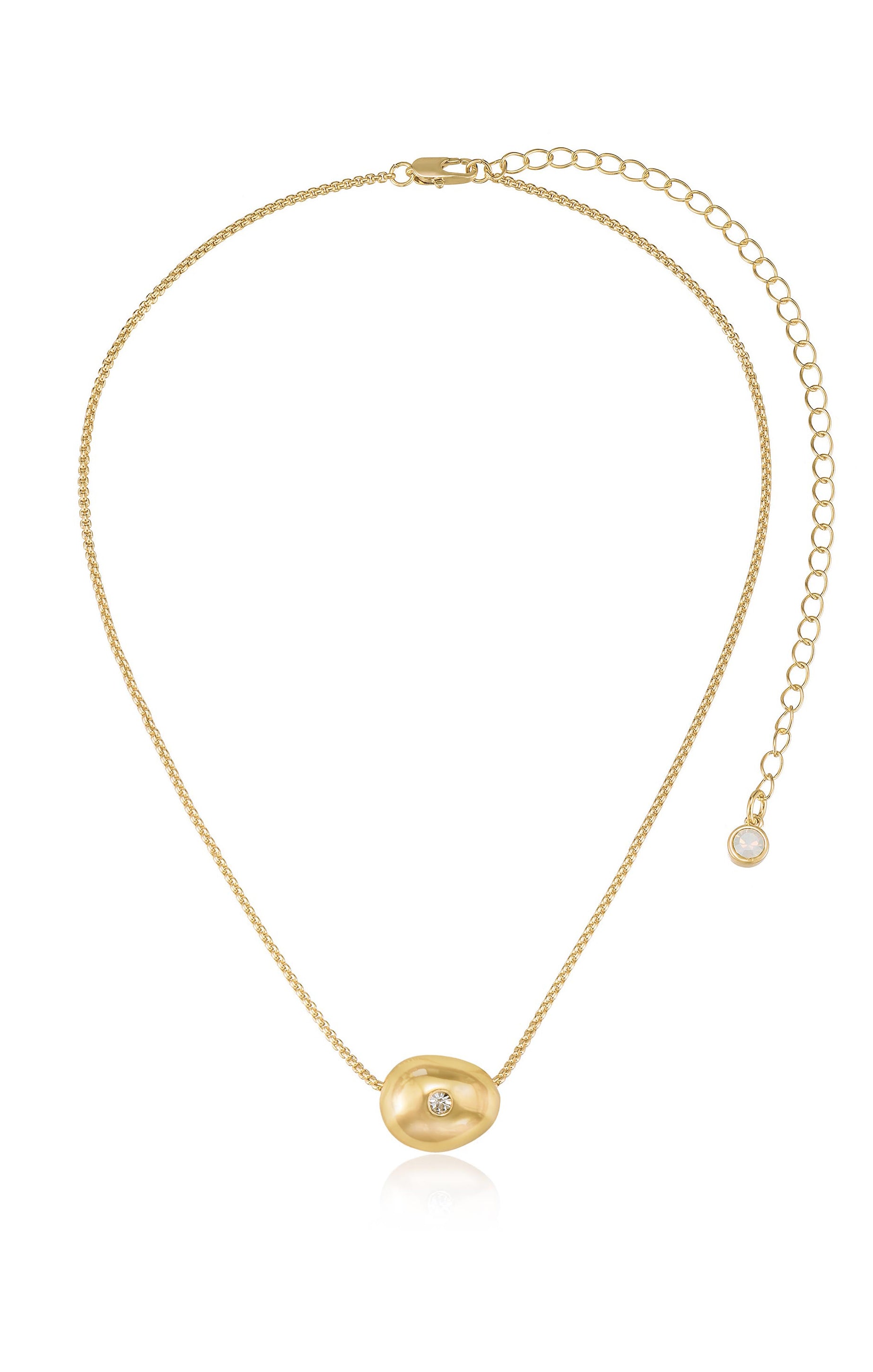 Crystal Dot Pebble Pendant Necklace in Gold | Ettika