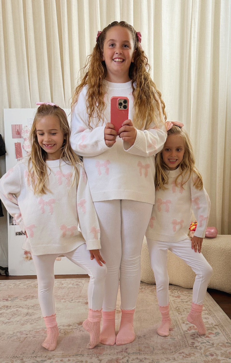 Bow Print Knit Sweater for Girls | Little Gabrielle