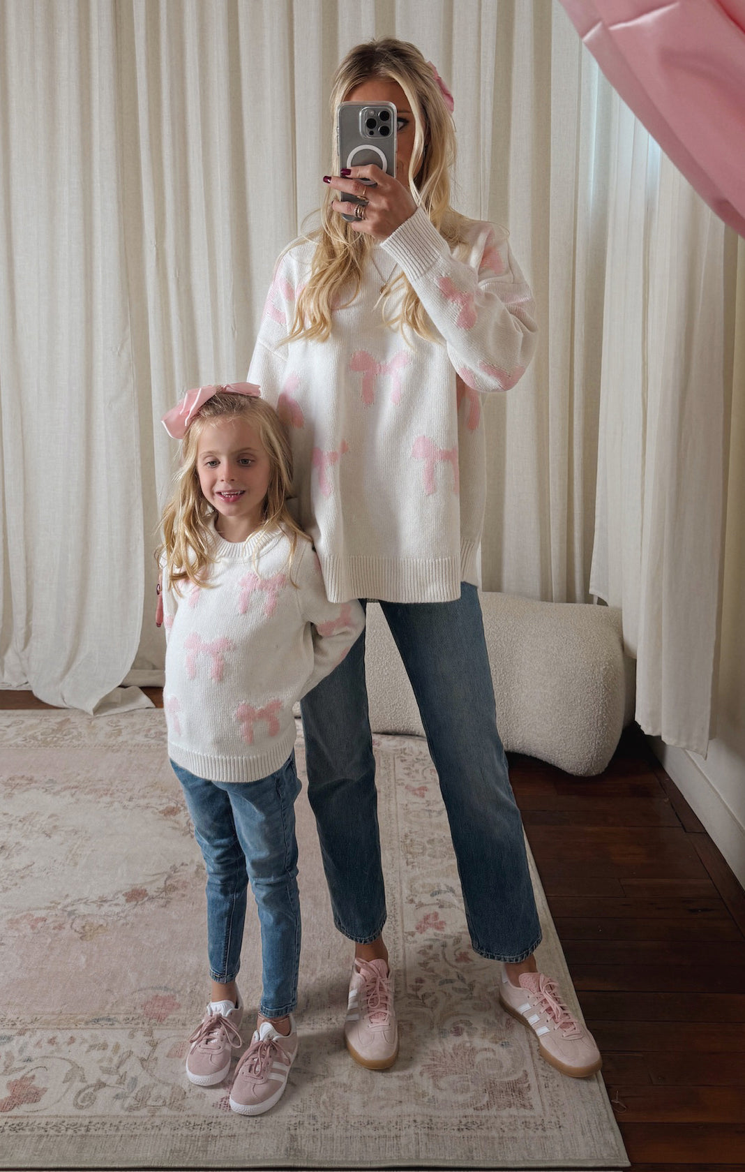 Bow Print Knit Sweater for Girls | Little Gabrielle