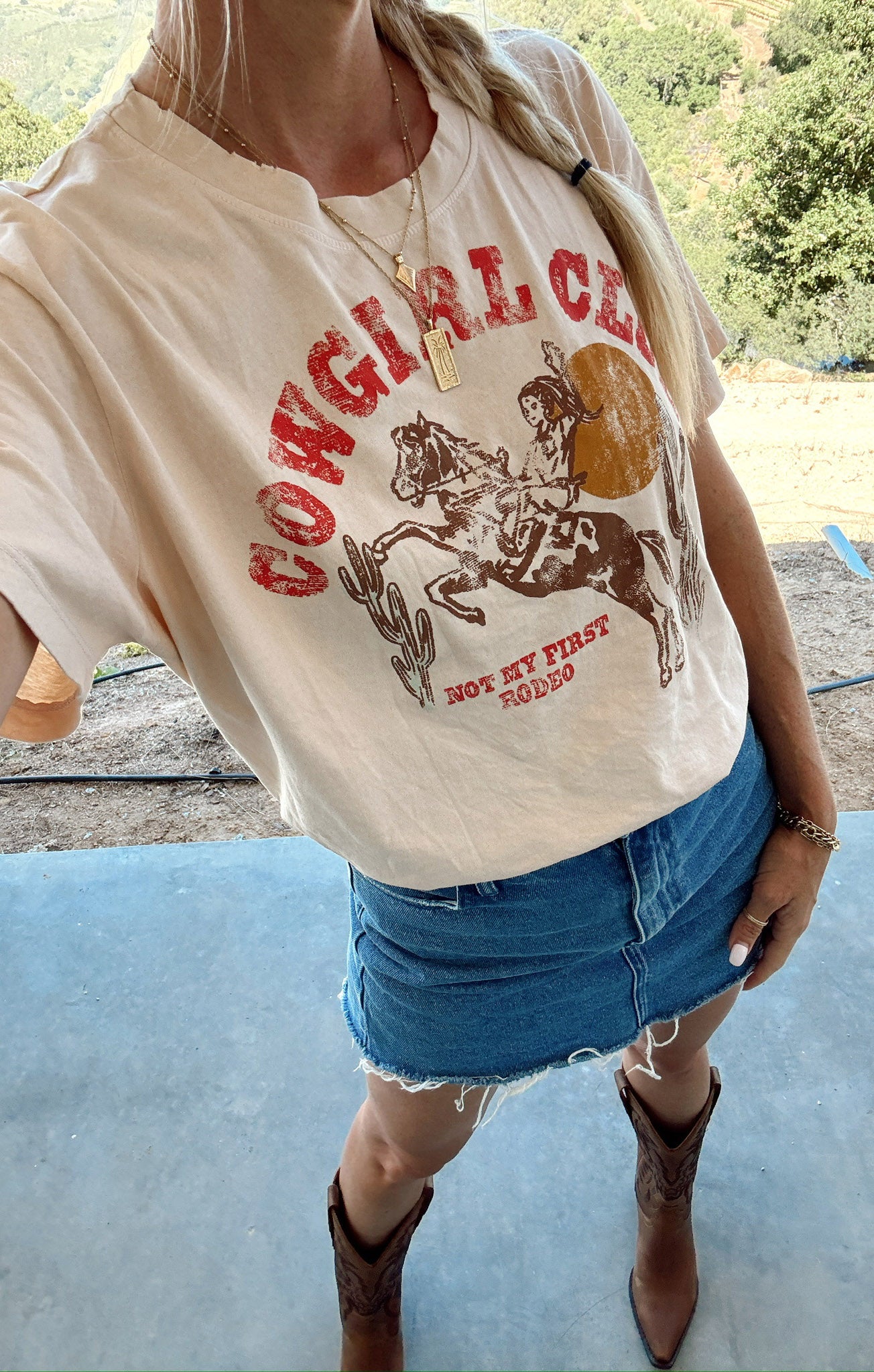 Distressed Cowgirl Graphic Tee | Oversized Travis Tee