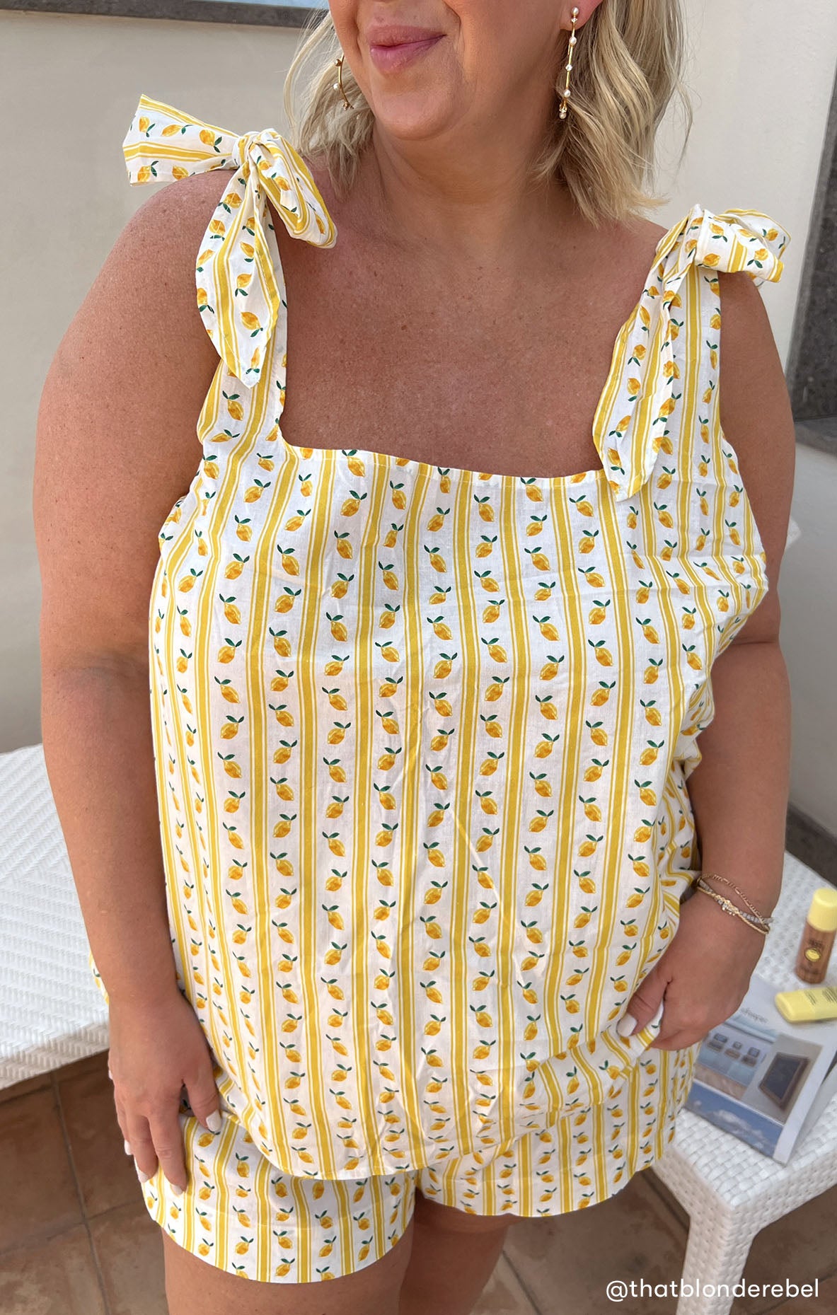 Women's Limoncello Stripe Pajama Set with Adjustable Straps | Britt Bow
