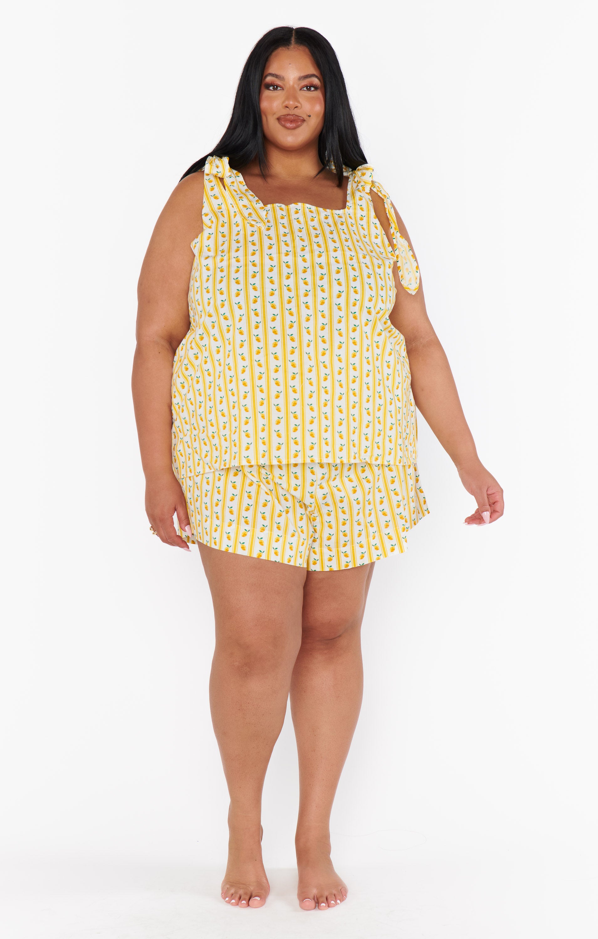 Women's Limoncello Stripe Pajama Set with Adjustable Straps | Britt Bow