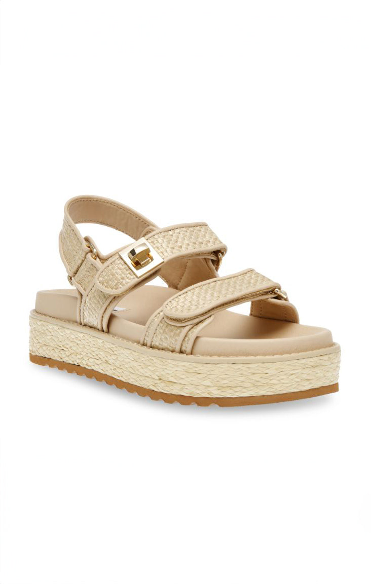 Boho Platform Sandals with Raffia & Serrated Sole | Steve Madden Bigmona
