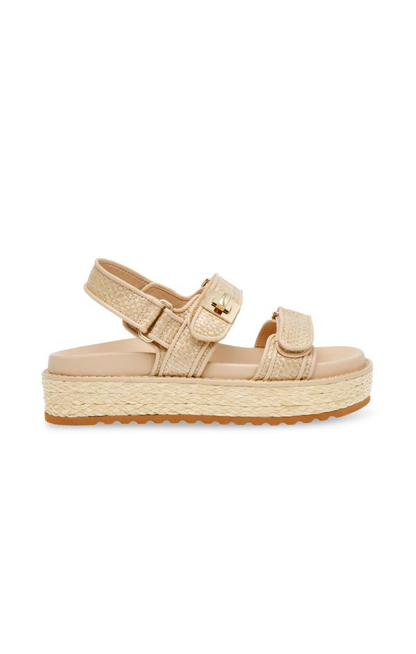 Boho Platform Sandals with Raffia & Serrated Sole | Steve Madden Bigmona
