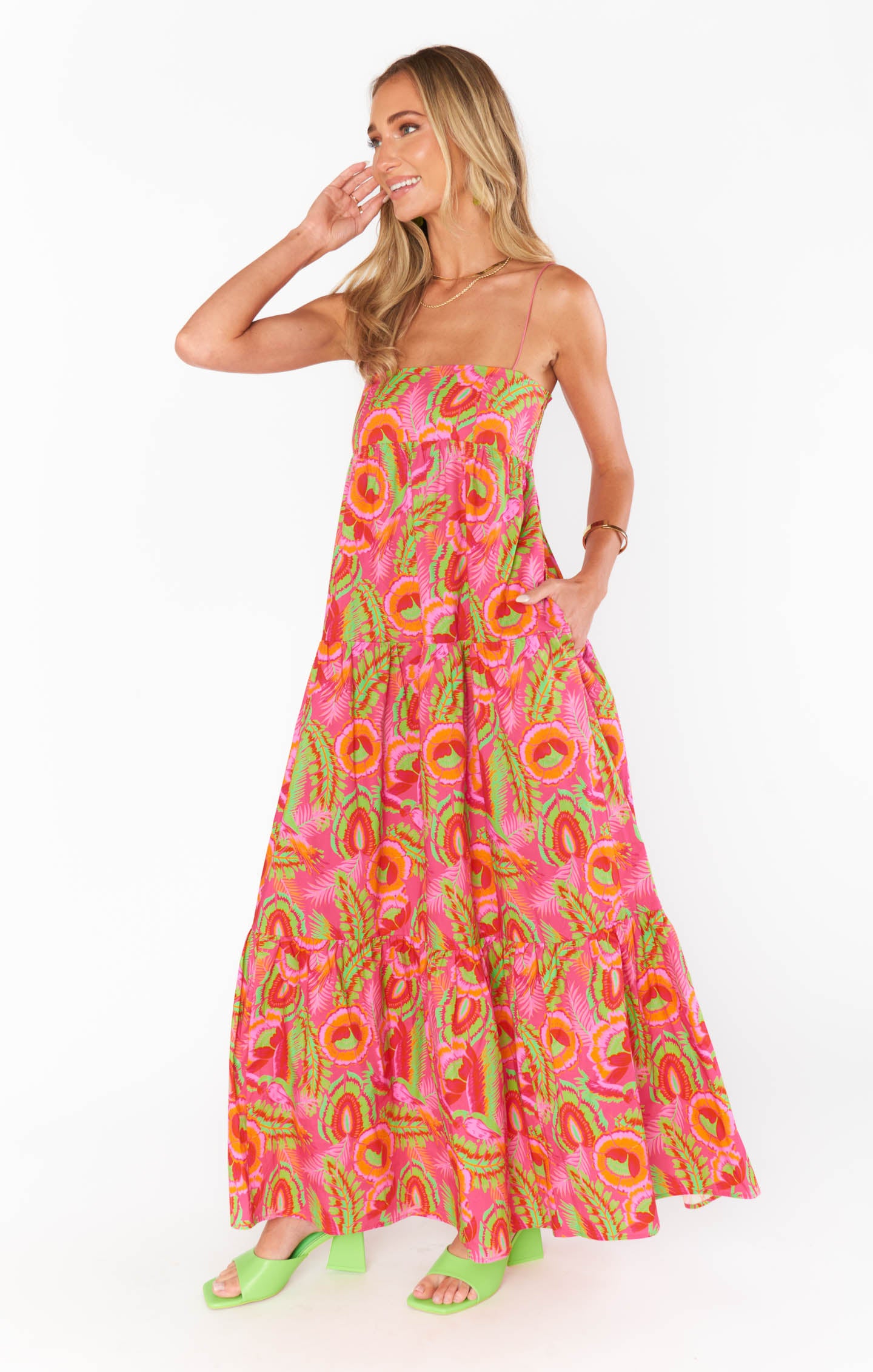 Lightweight Square Neck Maxi Dress with Pockets | Paradise Palms