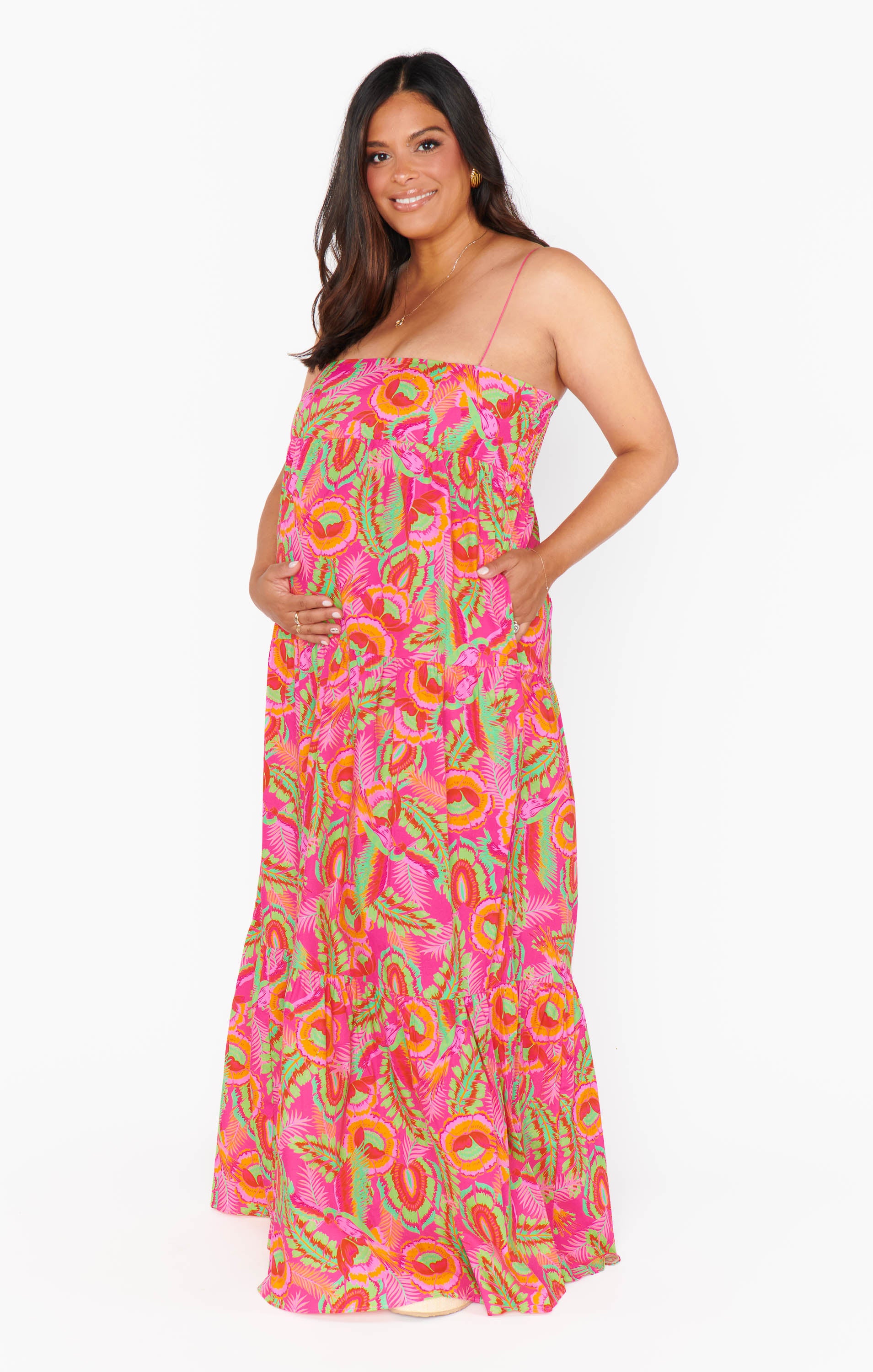 Lightweight Square Neck Maxi Dress with Pockets | Paradise Palms
