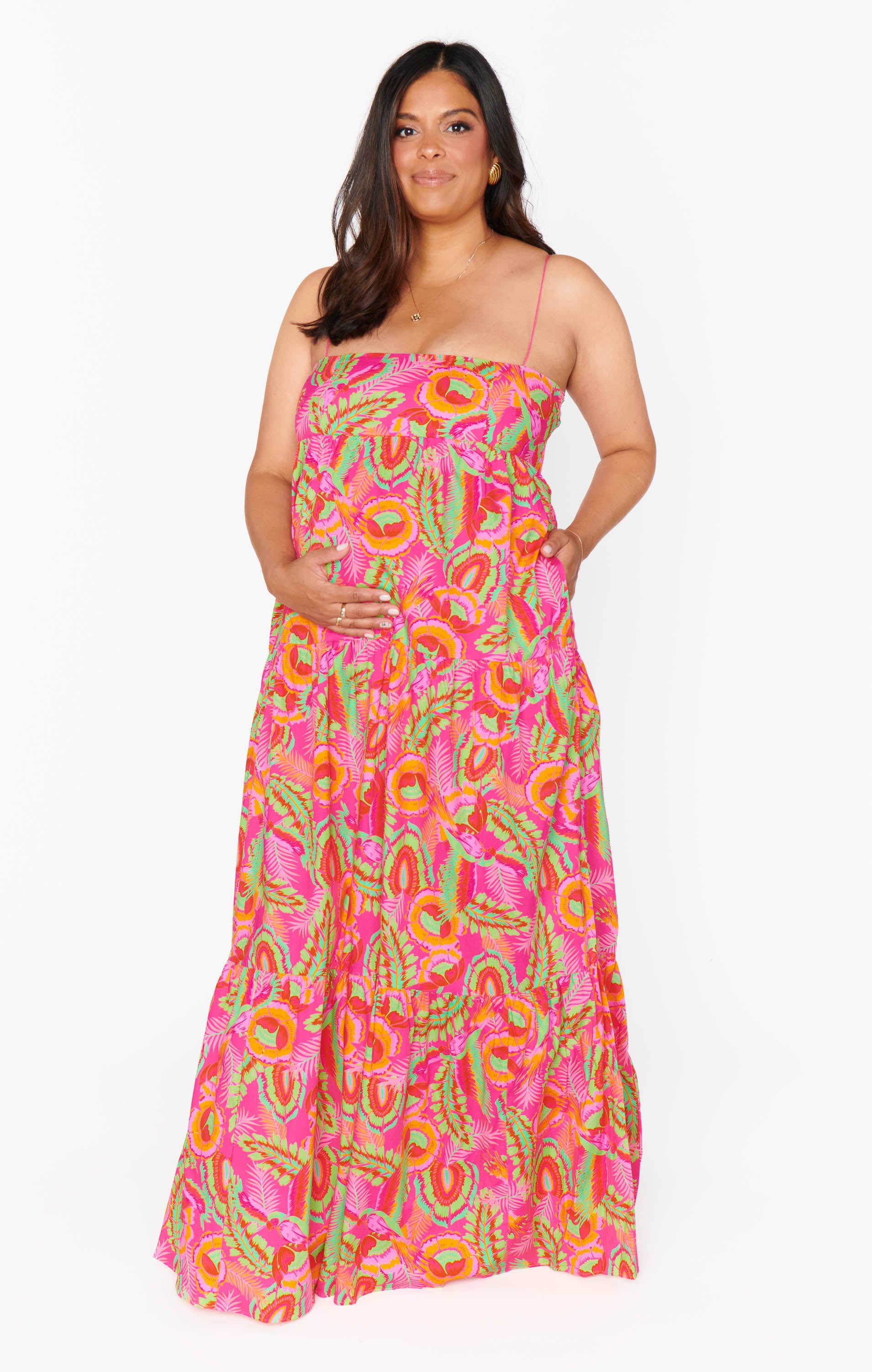 Lightweight Square Neck Maxi Dress with Pockets | Paradise Palms