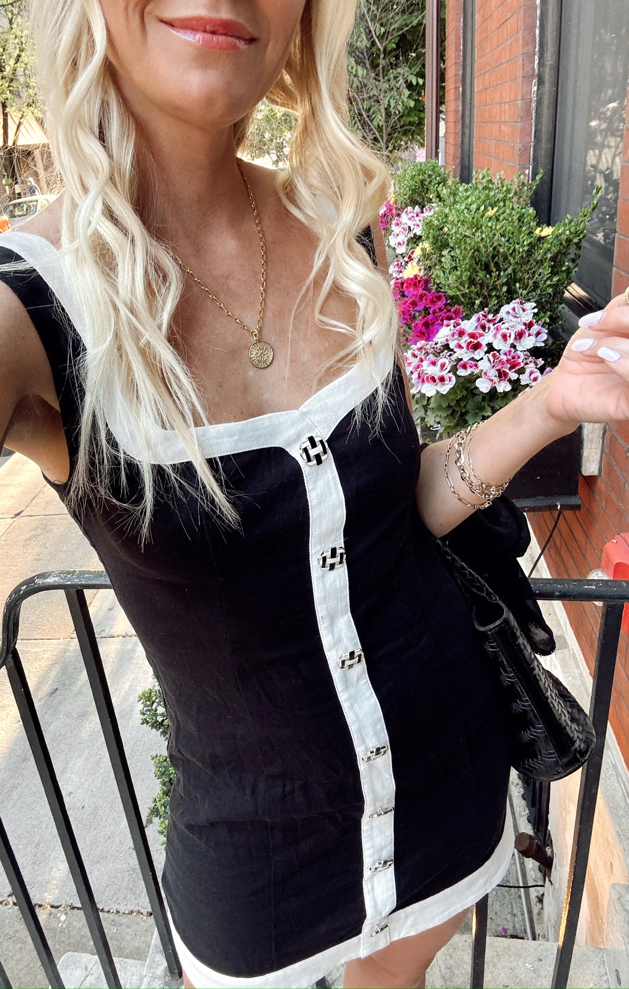 Black and White Linen Coco Dress | Vintage-Inspired Shift Silhouette