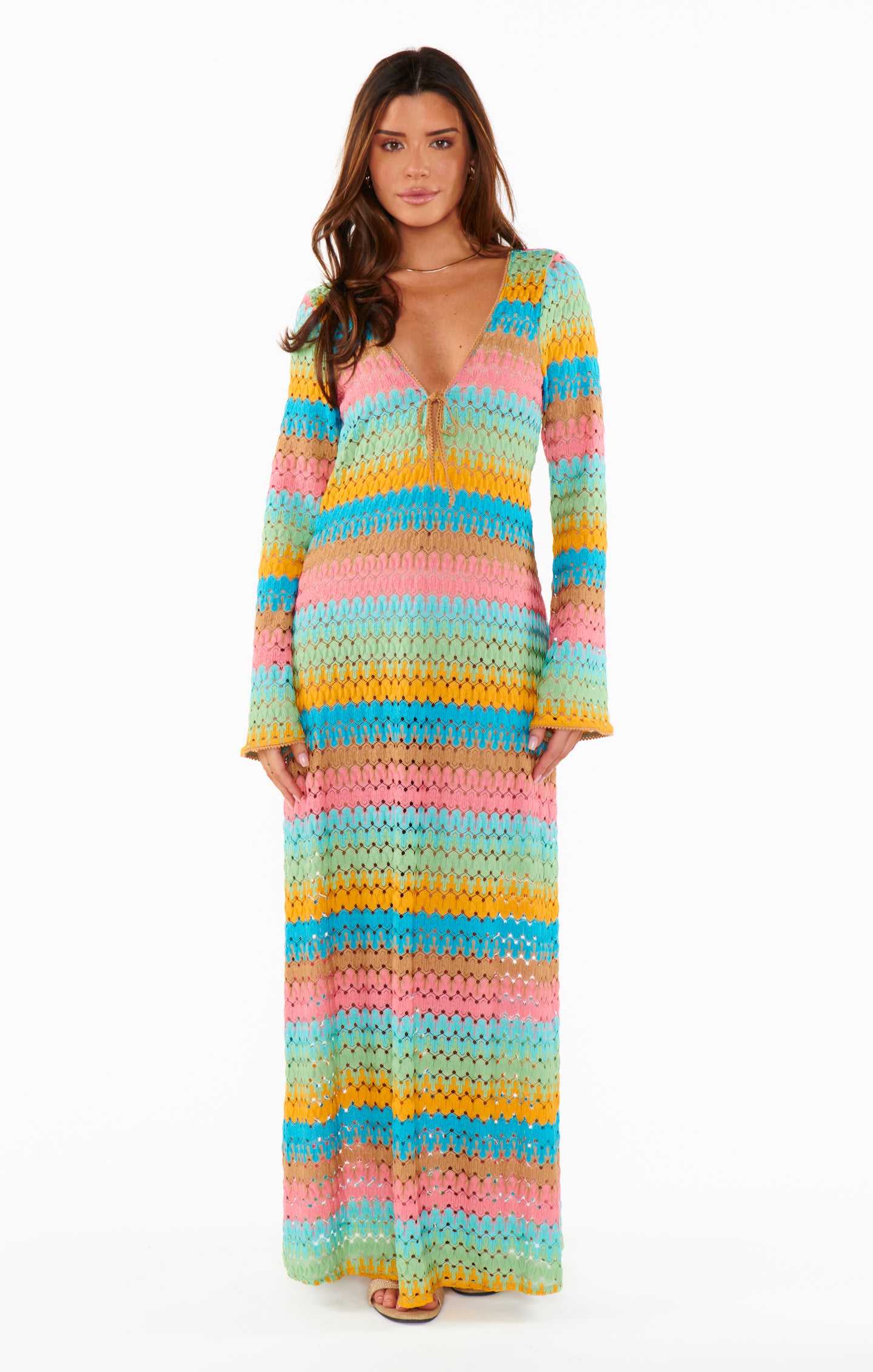 Striped Crochet Maxi Coverup for Beach & Vacation | Vacay