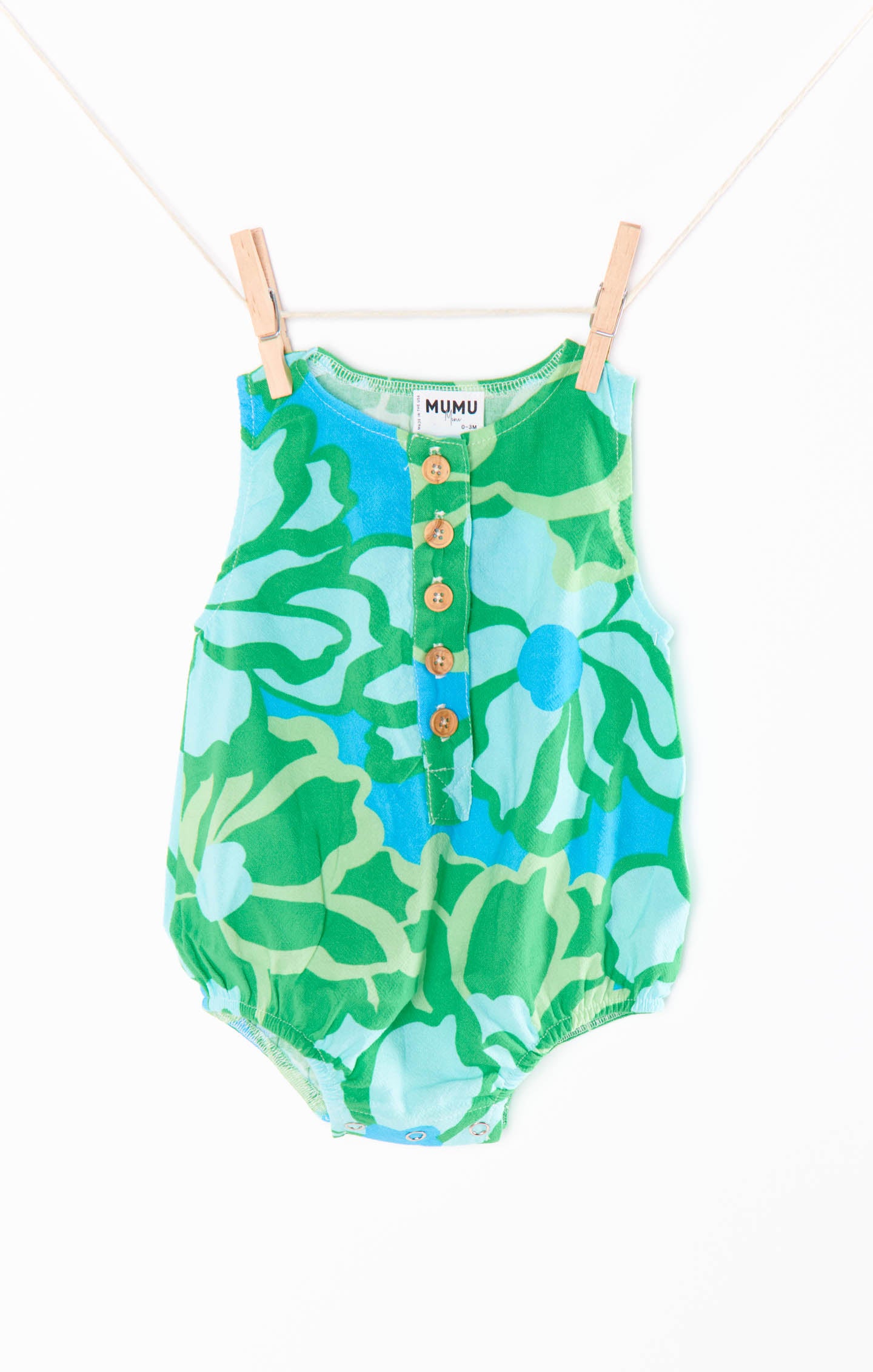 Abstract Poppy Baby Onesie with Easy Neck Buttons | Rowan