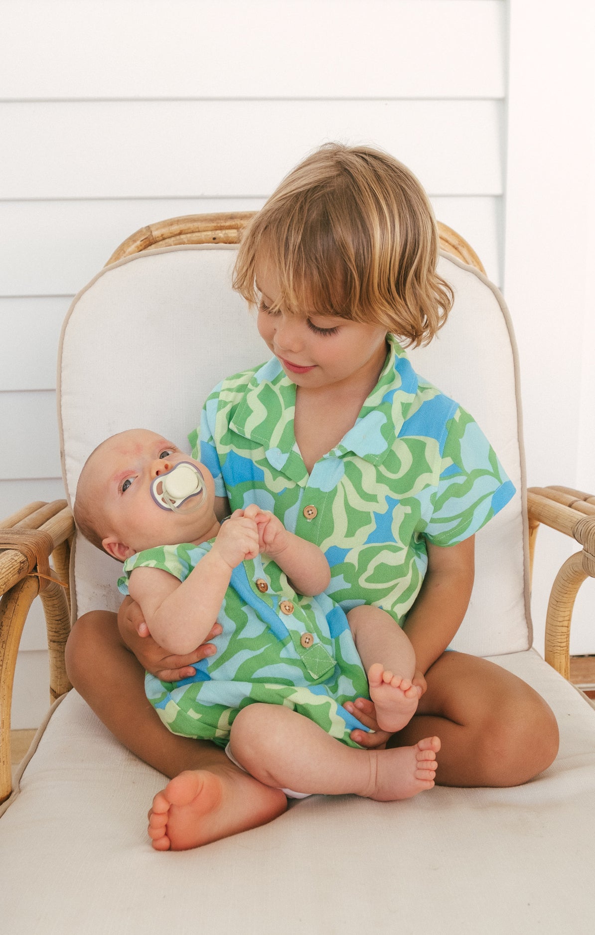 Abstract Poppy Baby Onesie with Easy Neck Buttons | Rowan