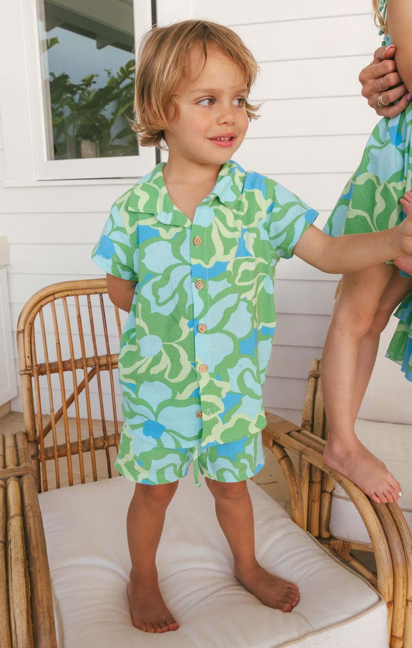 Abstract Poppy Baby Shorts with Adjustable Waist | Lil Easy