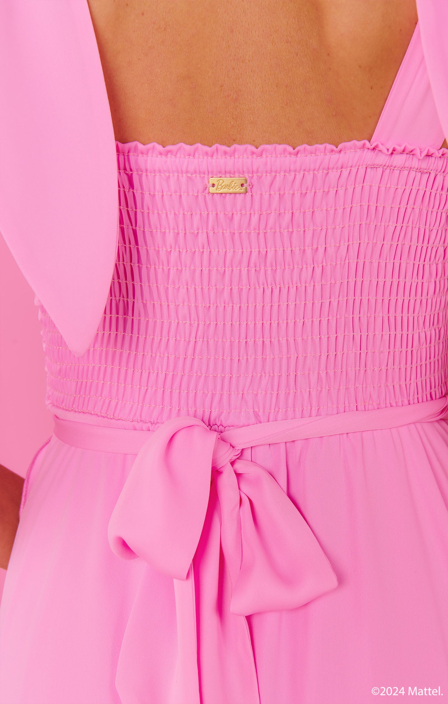 Pink Ruffle Dress with Adjustable Straps | Barbie™ x Mumu Collection