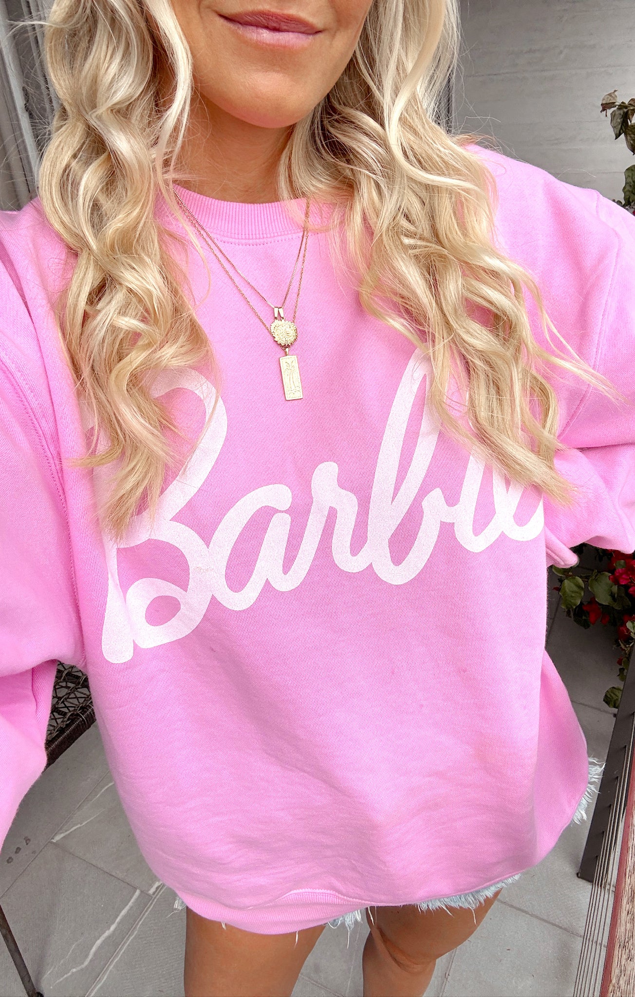 Barbie Pink Crewneck Sweatshirt | Oversized Fit & Classic Style