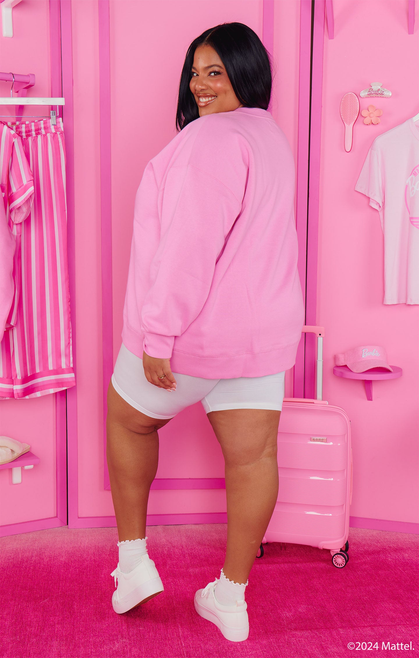 Barbie Pink Crewneck Sweatshirt | Oversized Fit & Classic Style