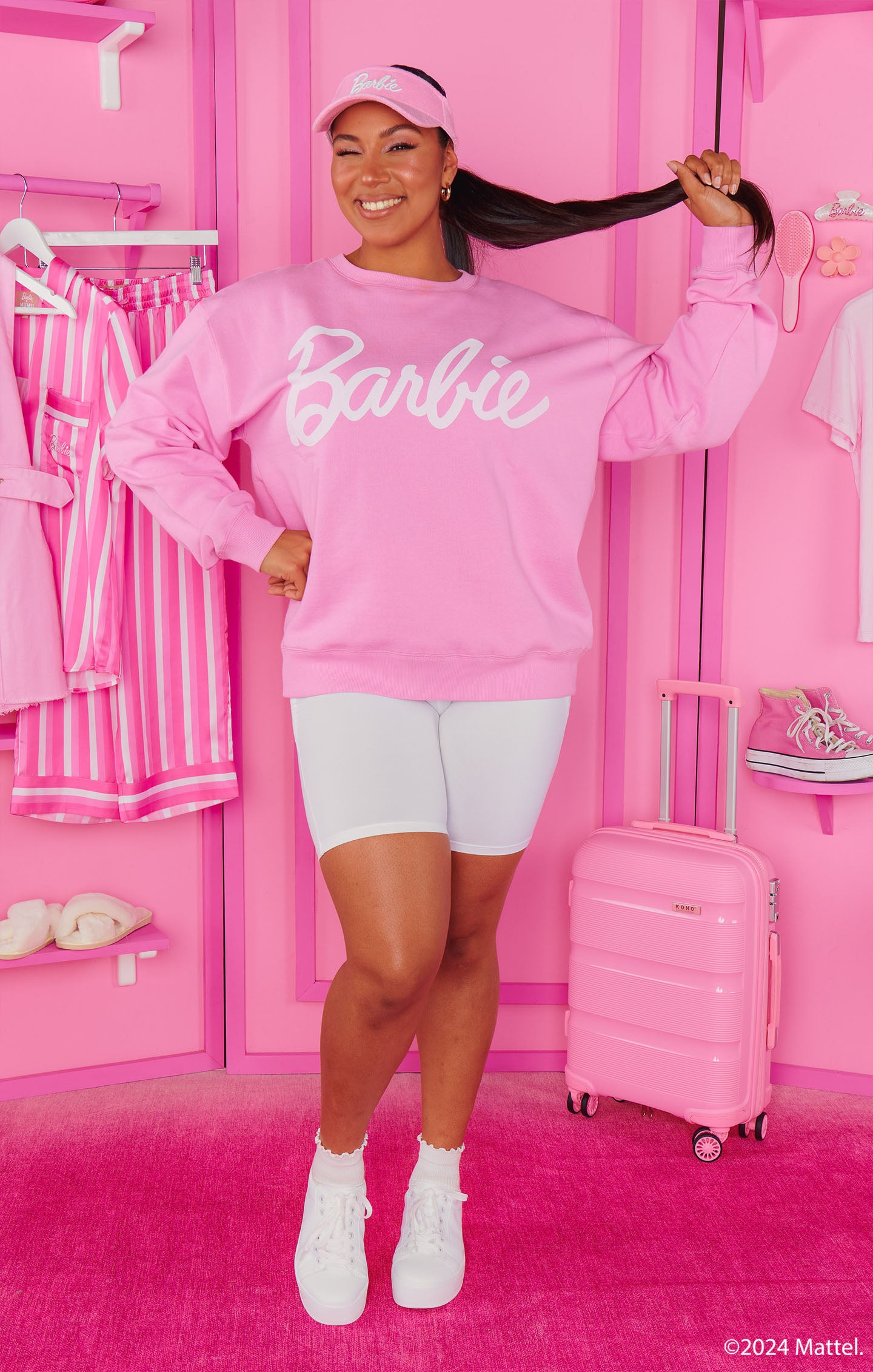 Barbie Pink Crewneck Sweatshirt | Oversized Fit & Classic Style