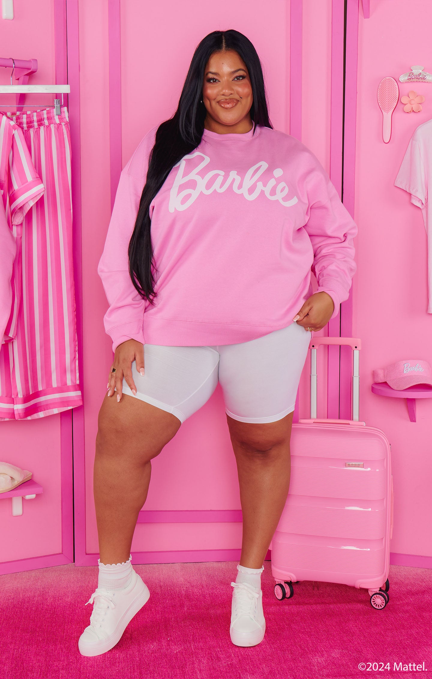 Barbie Pink Crewneck Sweatshirt | Oversized Fit & Classic Style