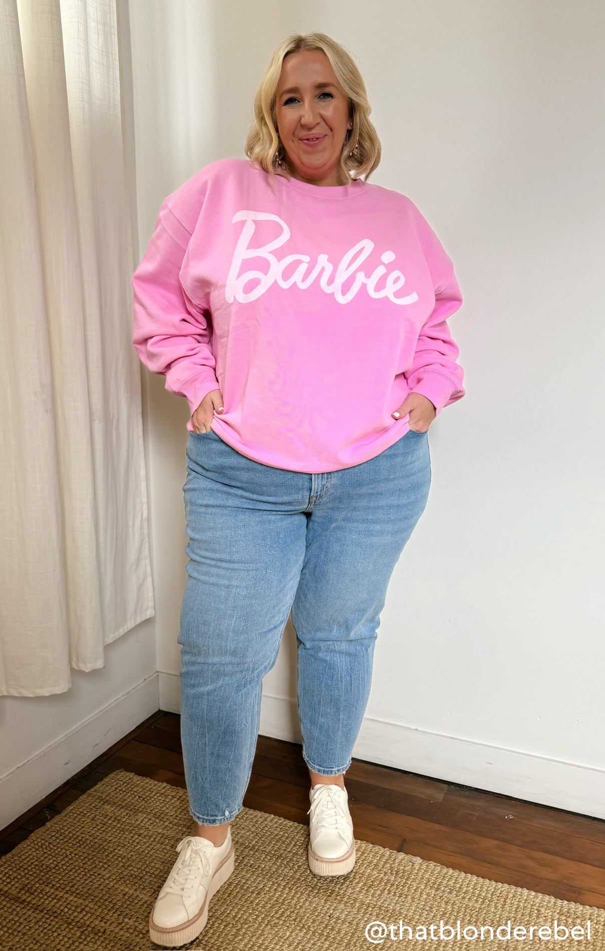 Barbie Pink Crewneck Sweatshirt | Oversized Fit & Classic Style