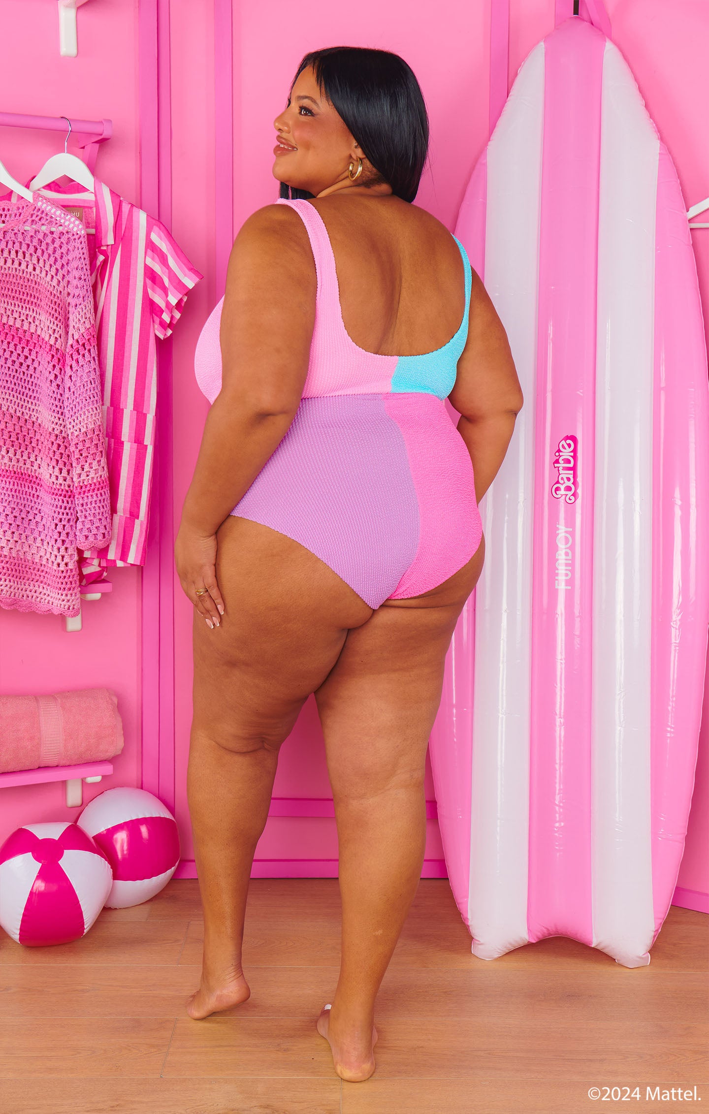Barbie™ Colorblock Scrunch One Piece Swimsuit | Thick Straps & Scoop Back