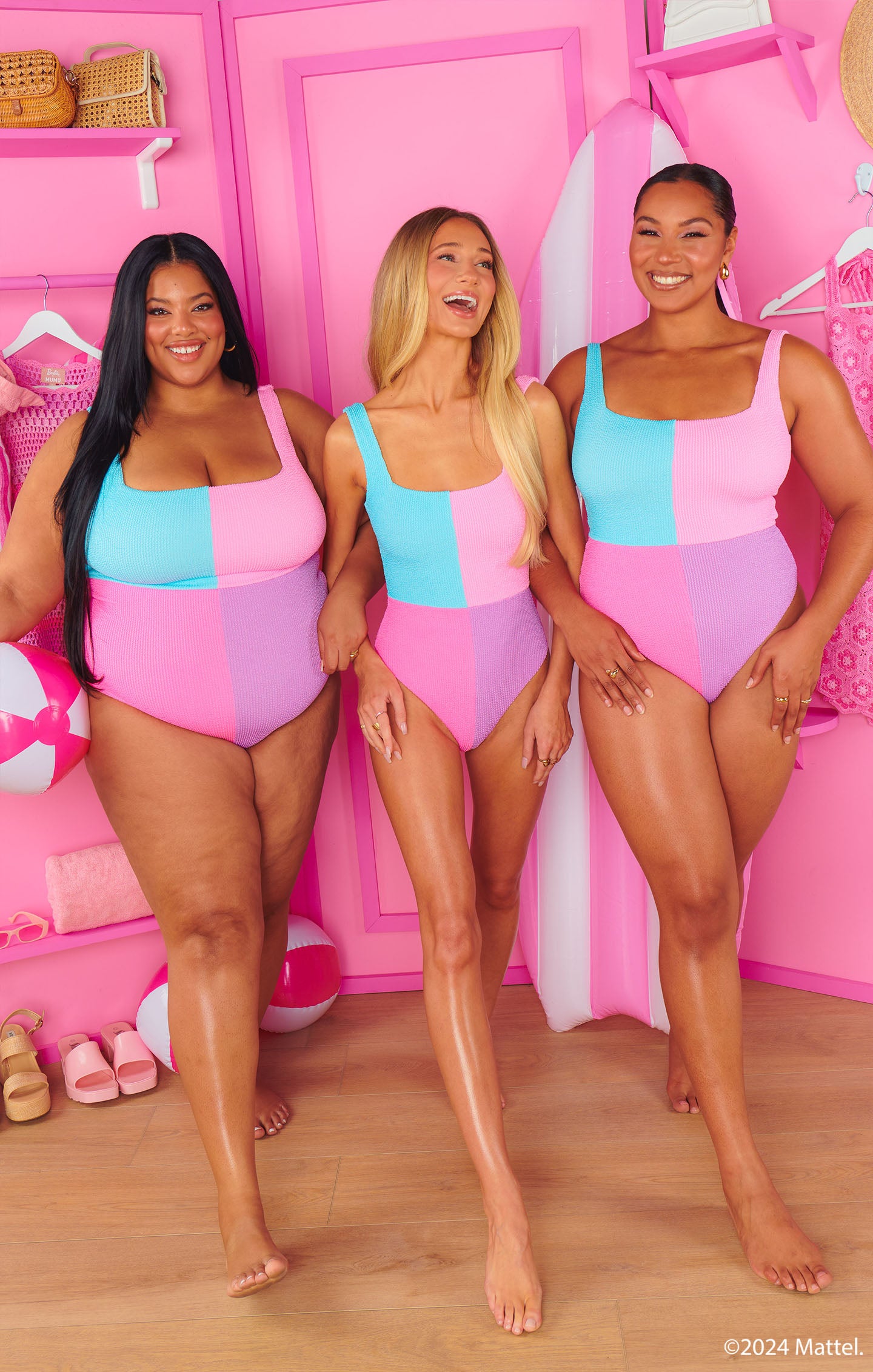 Barbie™ Colorblock Scrunch One Piece Swimsuit | Thick Straps & Scoop Back