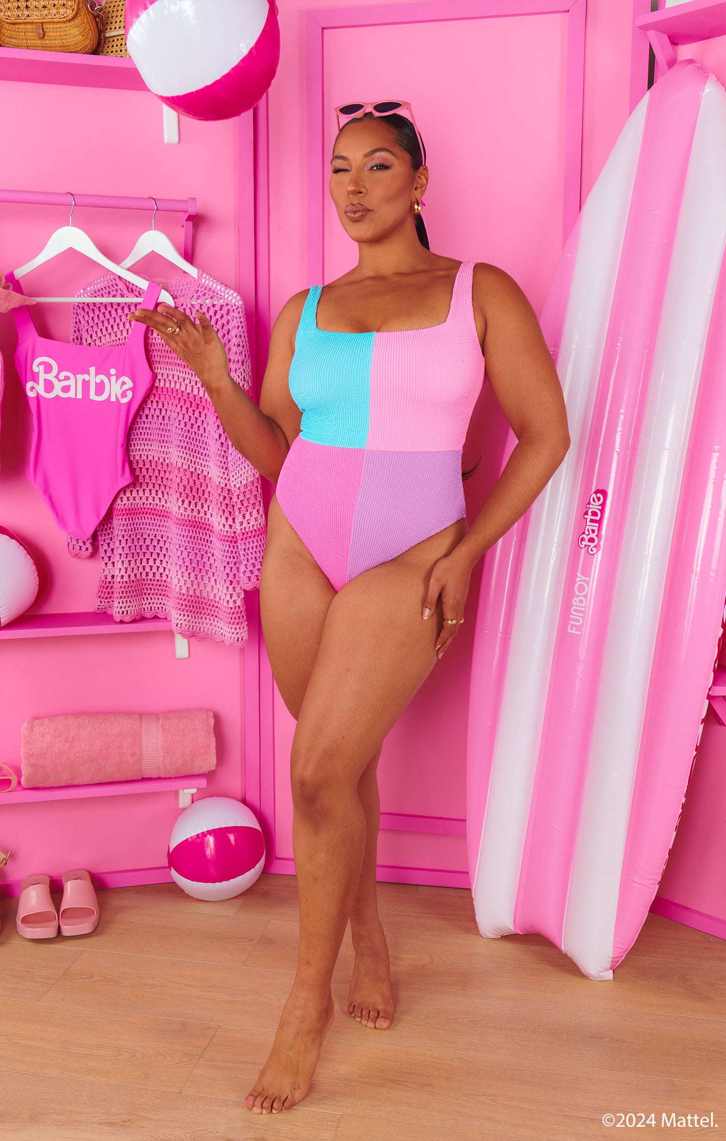 Barbie™ Colorblock Scrunch One Piece Swimsuit | Thick Straps & Scoop Back