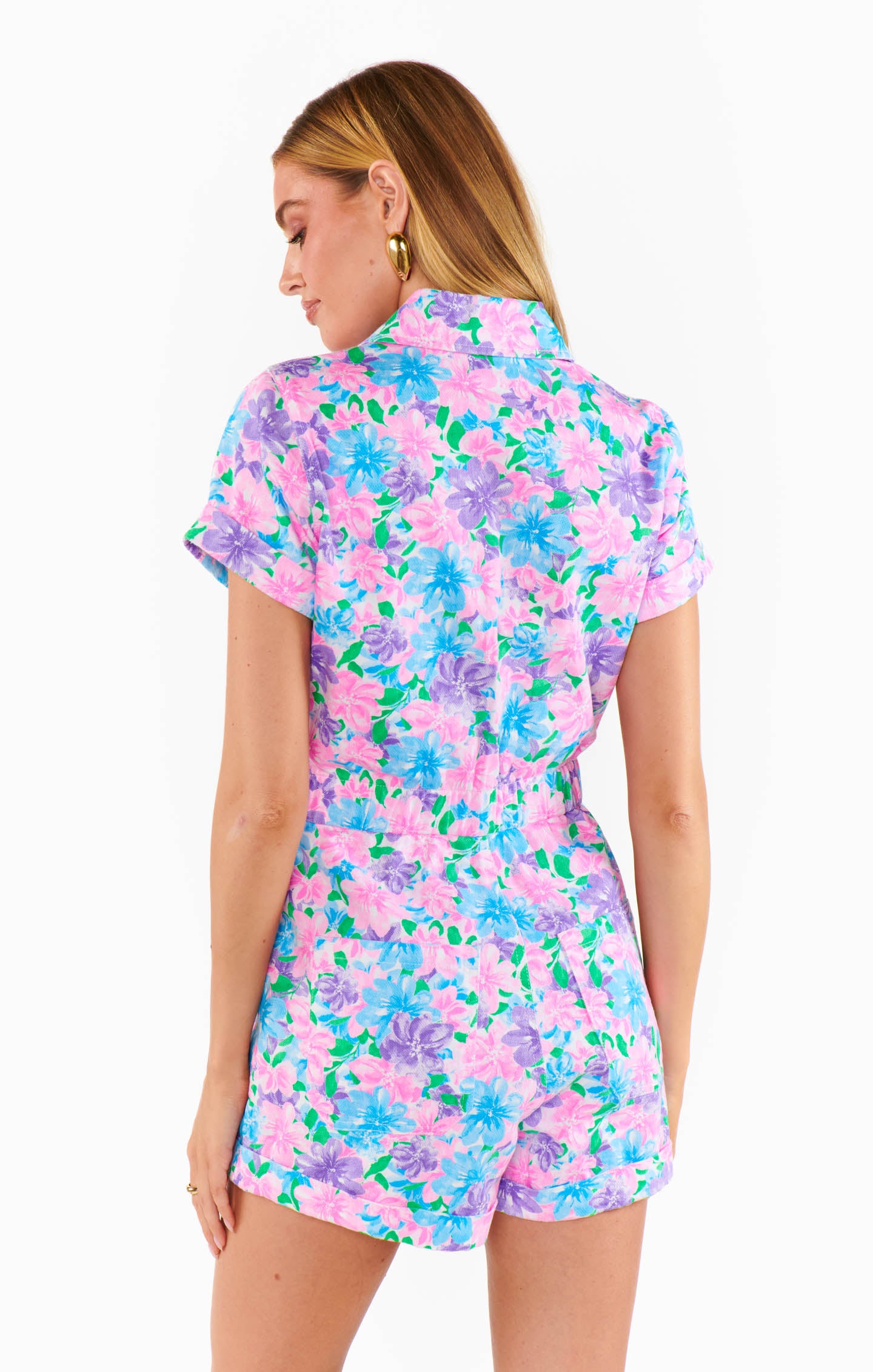 Denim Romper with Button Front & Elastic Waist | Garden Party