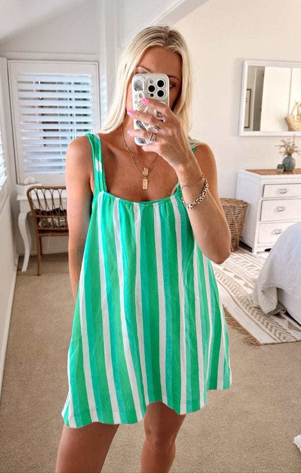 Flowy Linen Mini Dress with Adjustable Straps | Sicily Dress