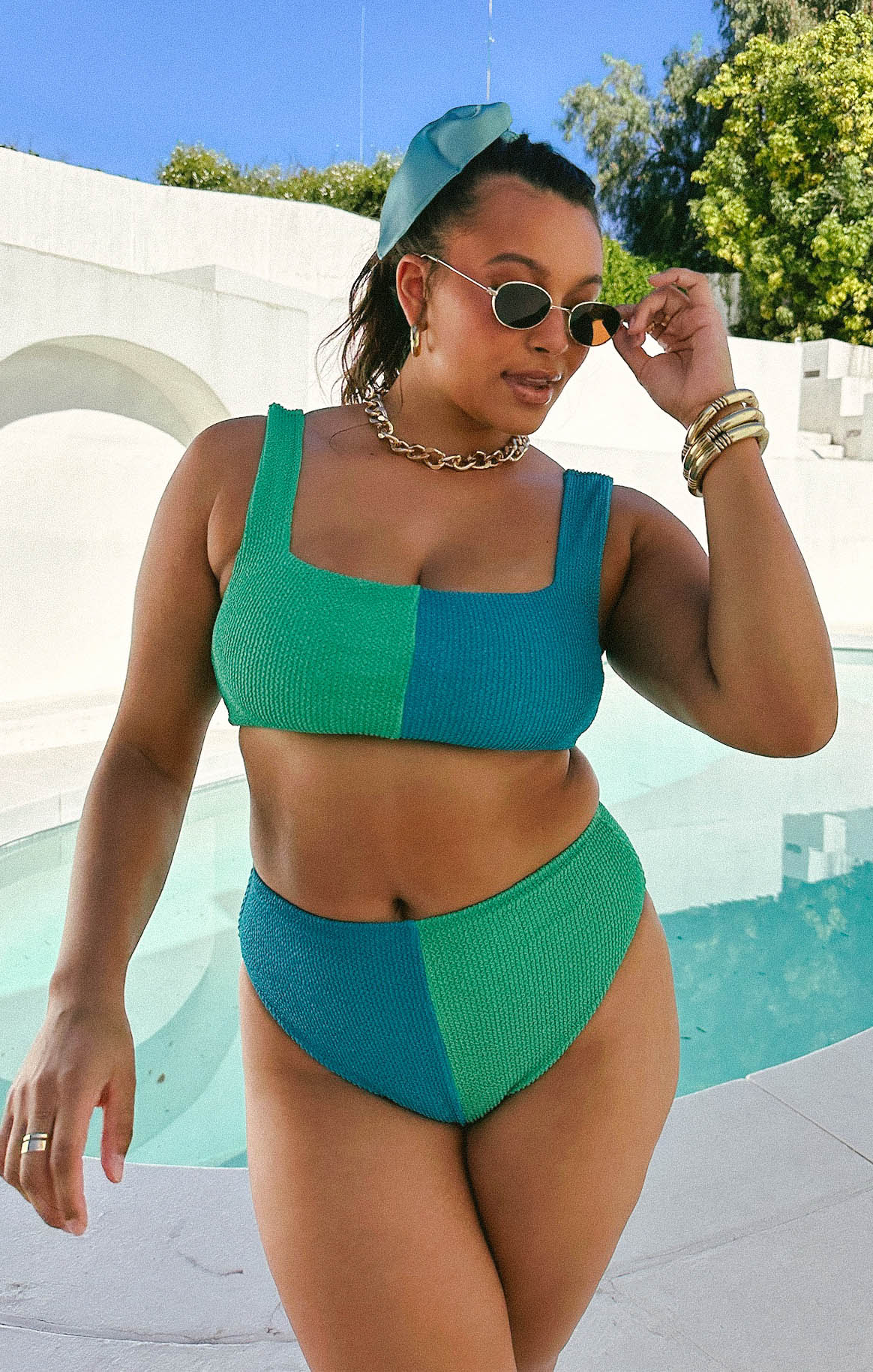 Sea Colorblock Scrunch Bikini Top for Women | Pacific Top