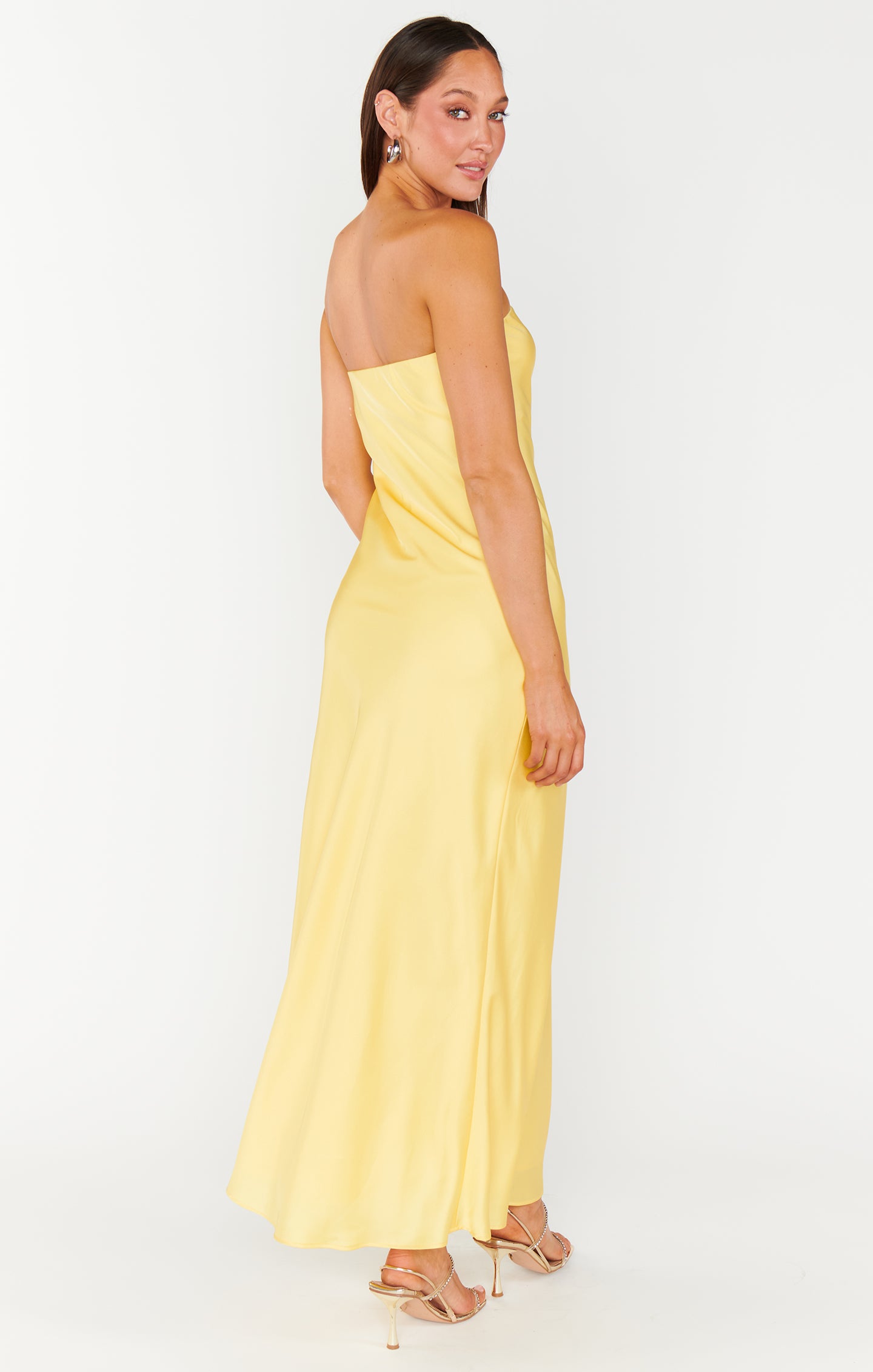 Yellow Strapless Maxi Dress in Luxe Satin | Taylor Tube