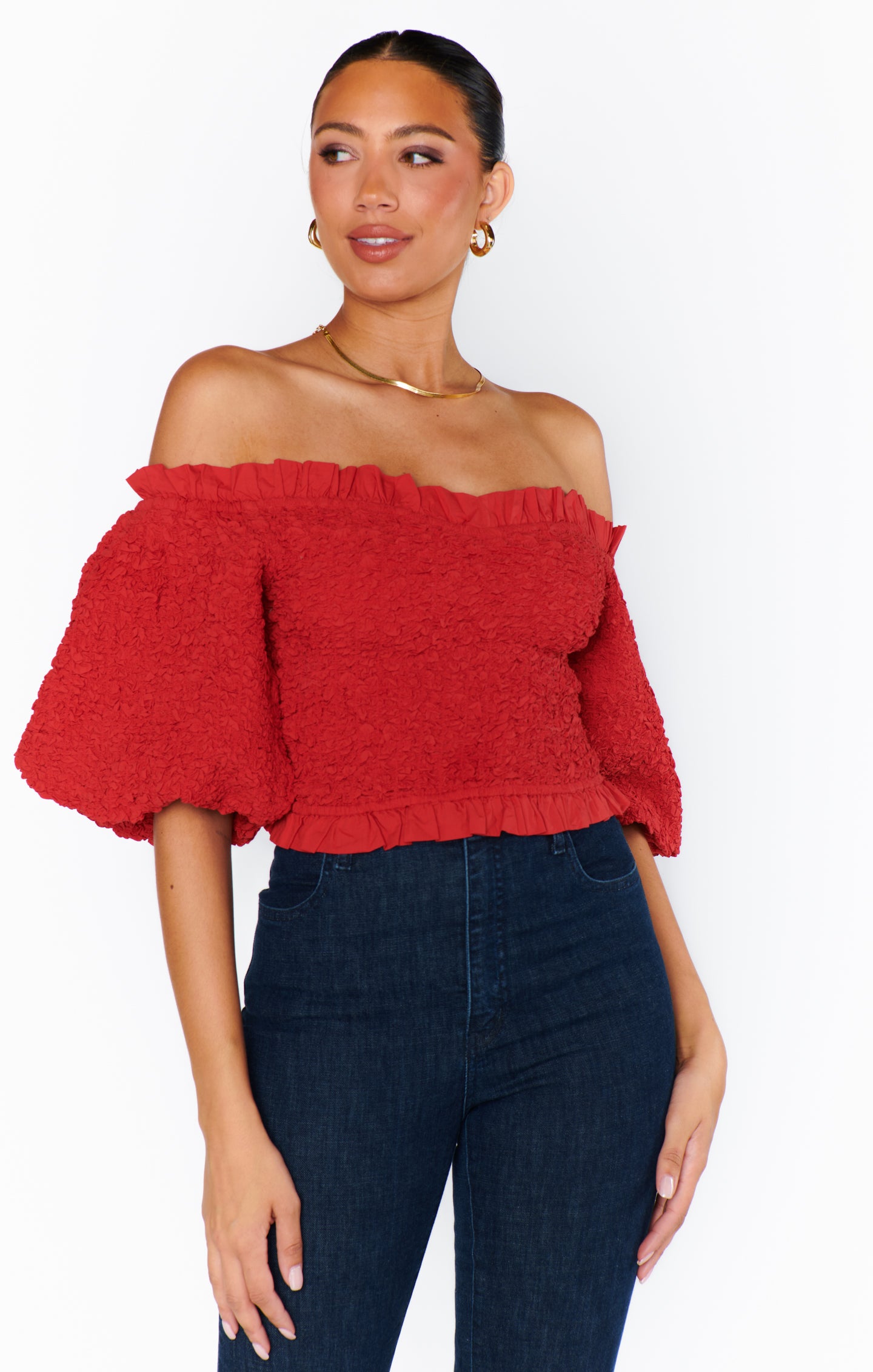 Red Smocked Top for Date Night | Rom Com Blouse
