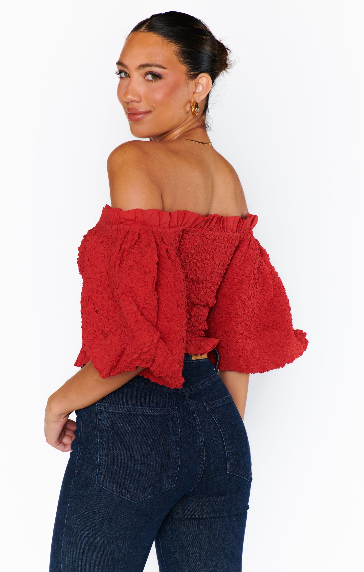 Red Smocked Top for Date Night | Rom Com Blouse
