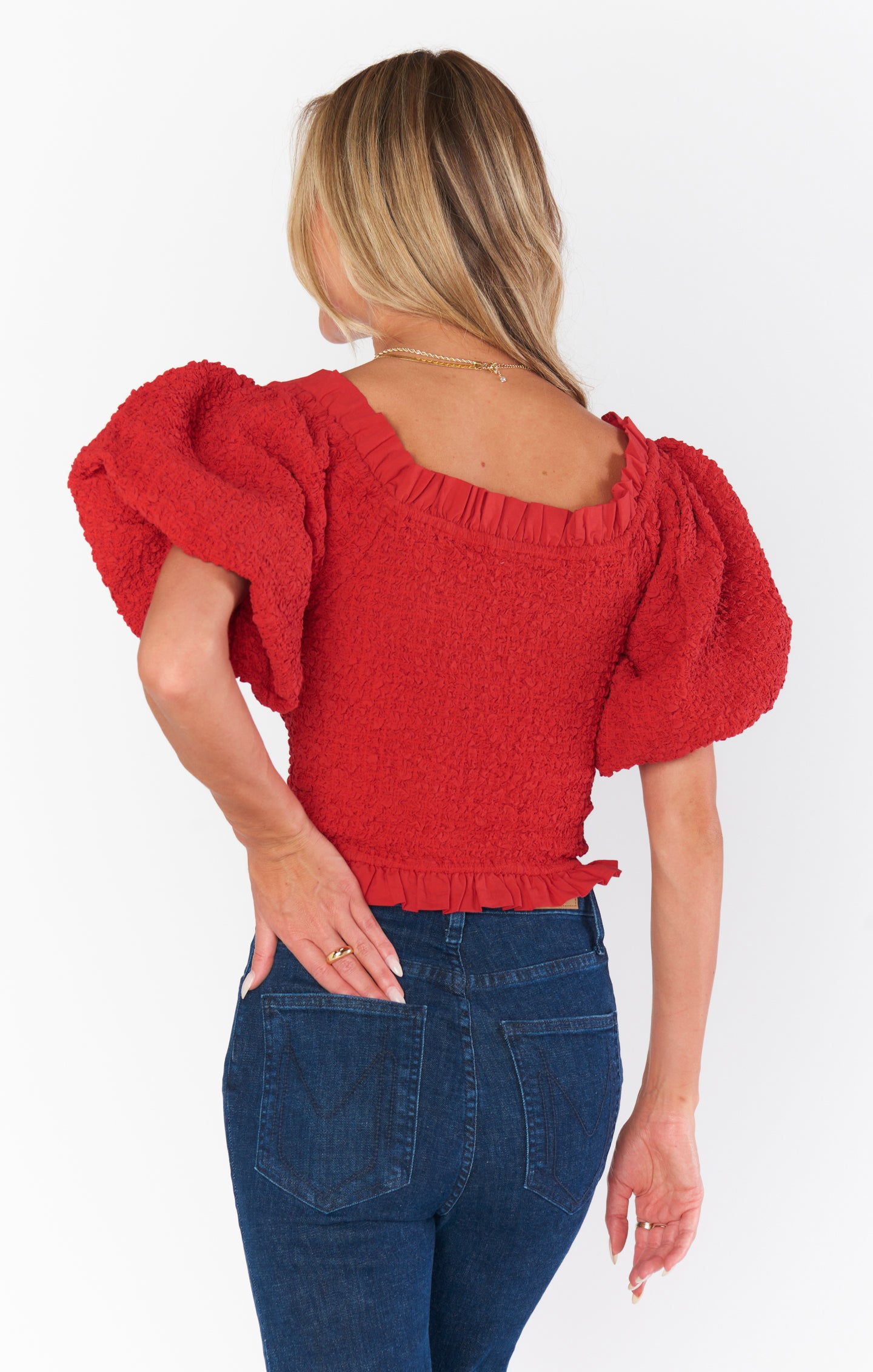 Red Smocked Top for Date Night | Rom Com Blouse