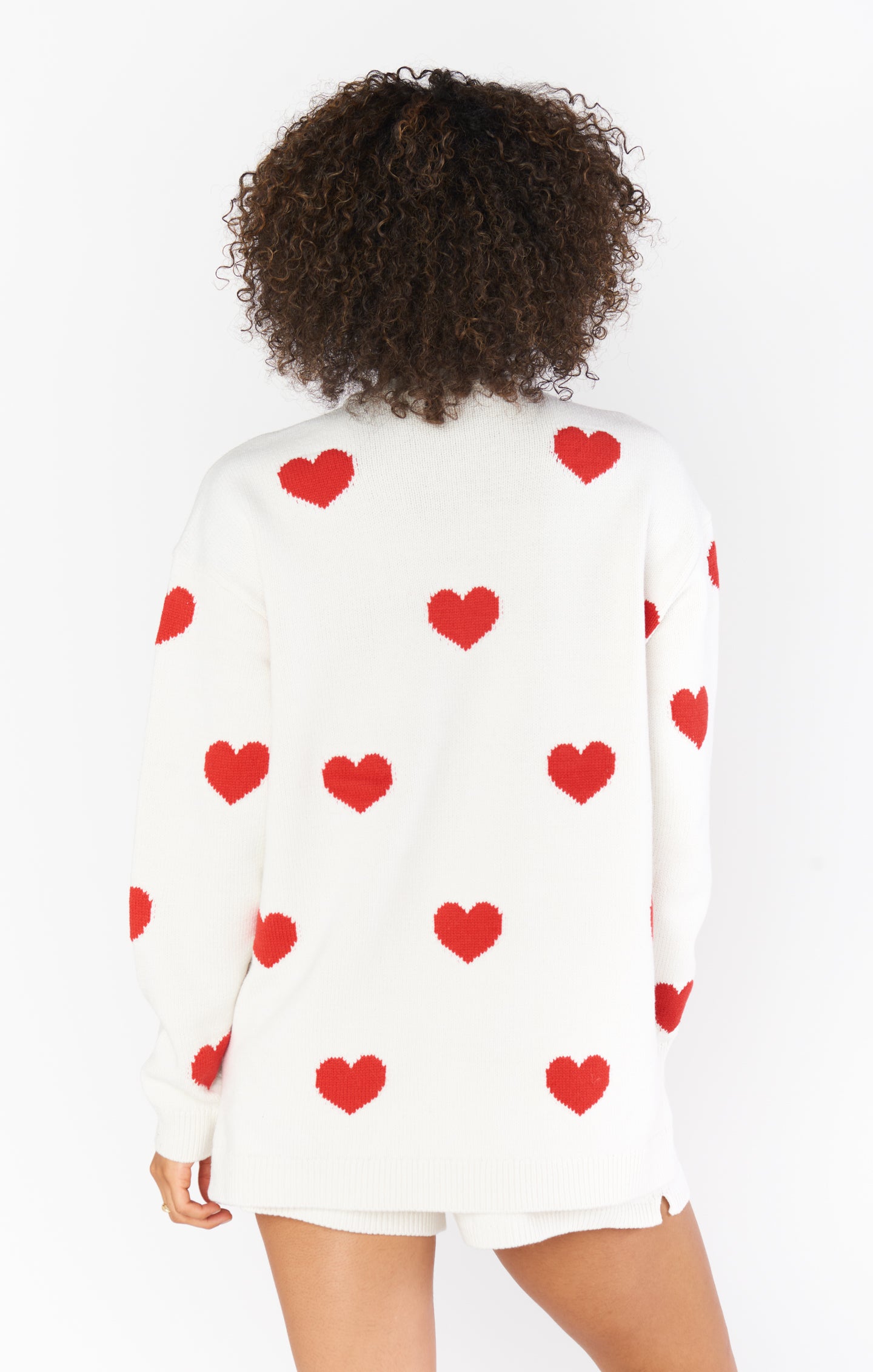 Red Heart Knit Sweater for Women | Go To Cozy Crewneck