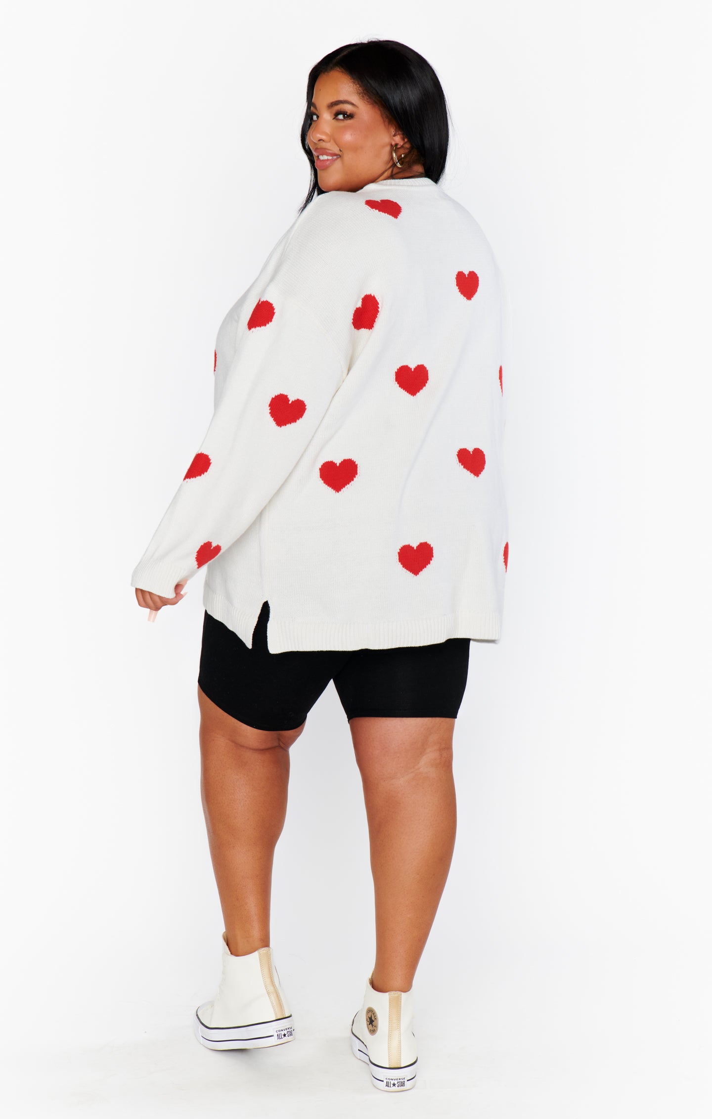 Red Heart Knit Sweater for Women | Go To Cozy Crewneck