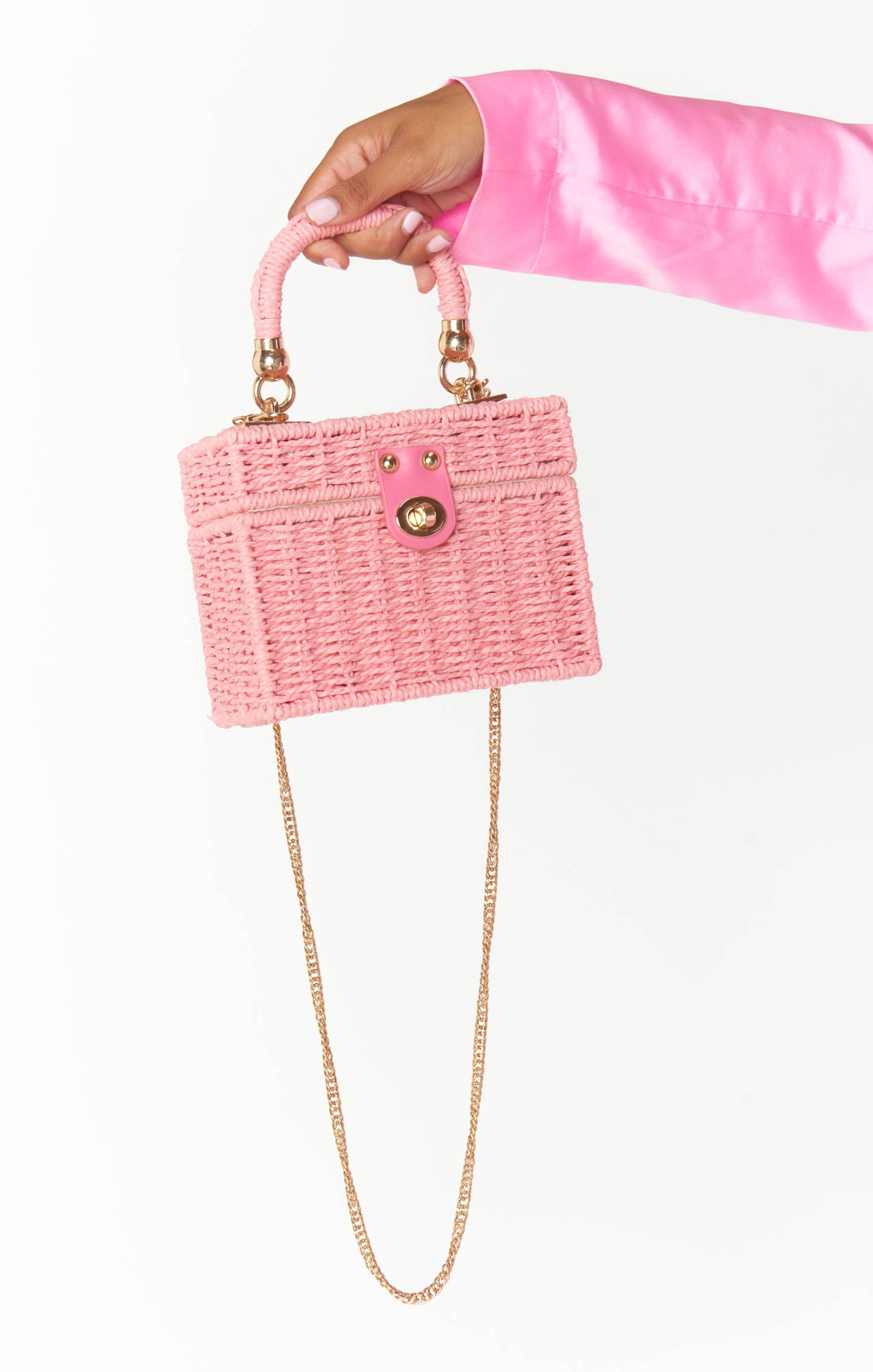 Pink Rattan Handbag for Women | Roxy