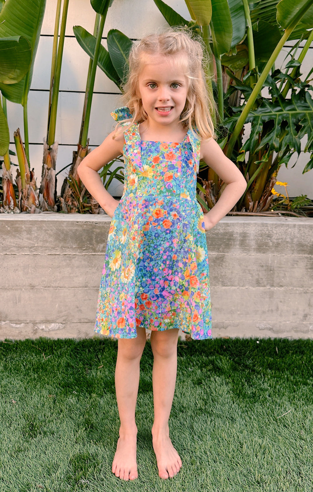 Girls' Smocked Floral Dress with Puff Sleeves | Little Claire