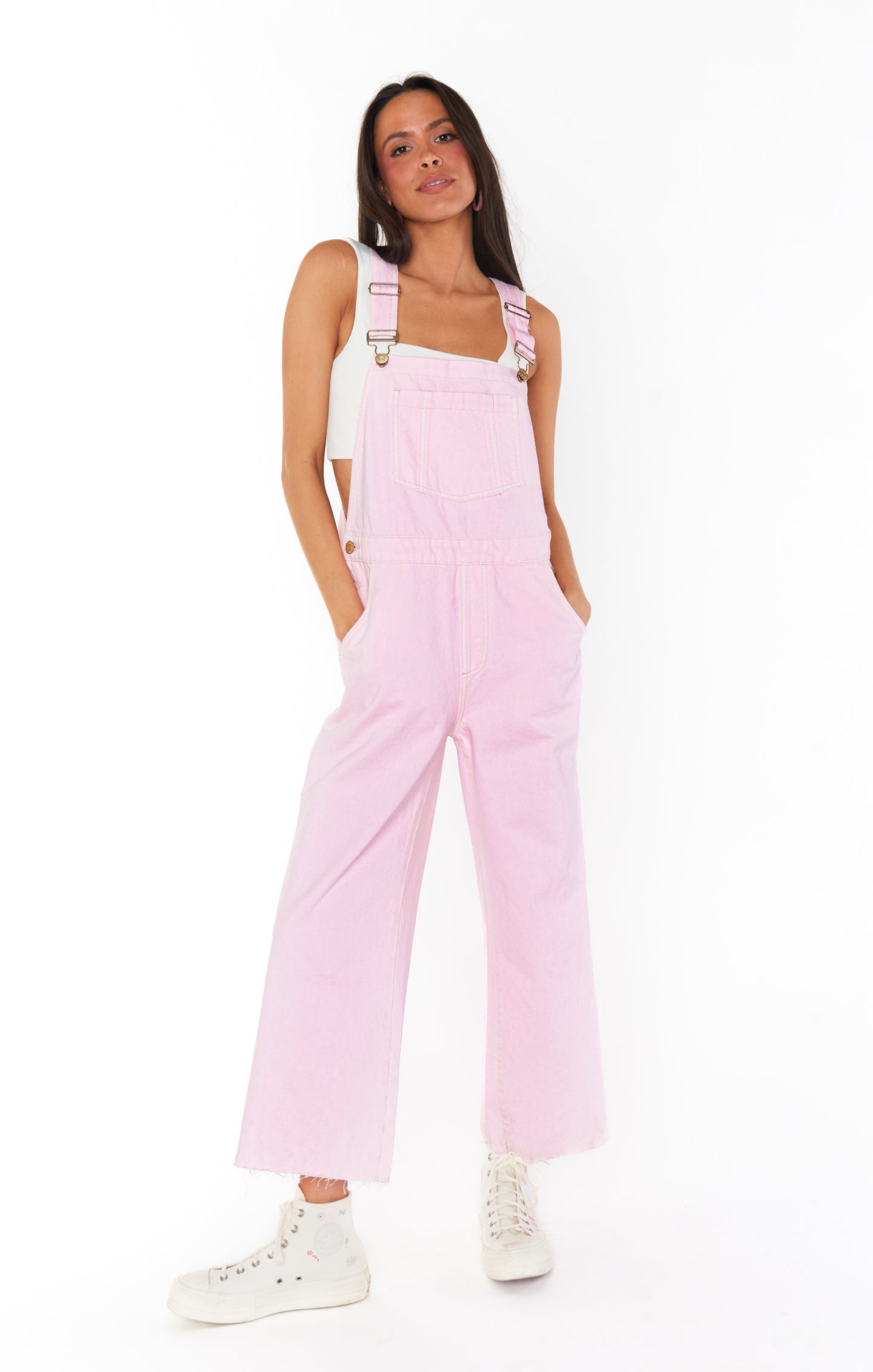 Soft Pink Denim Overalls for Women | Marfa