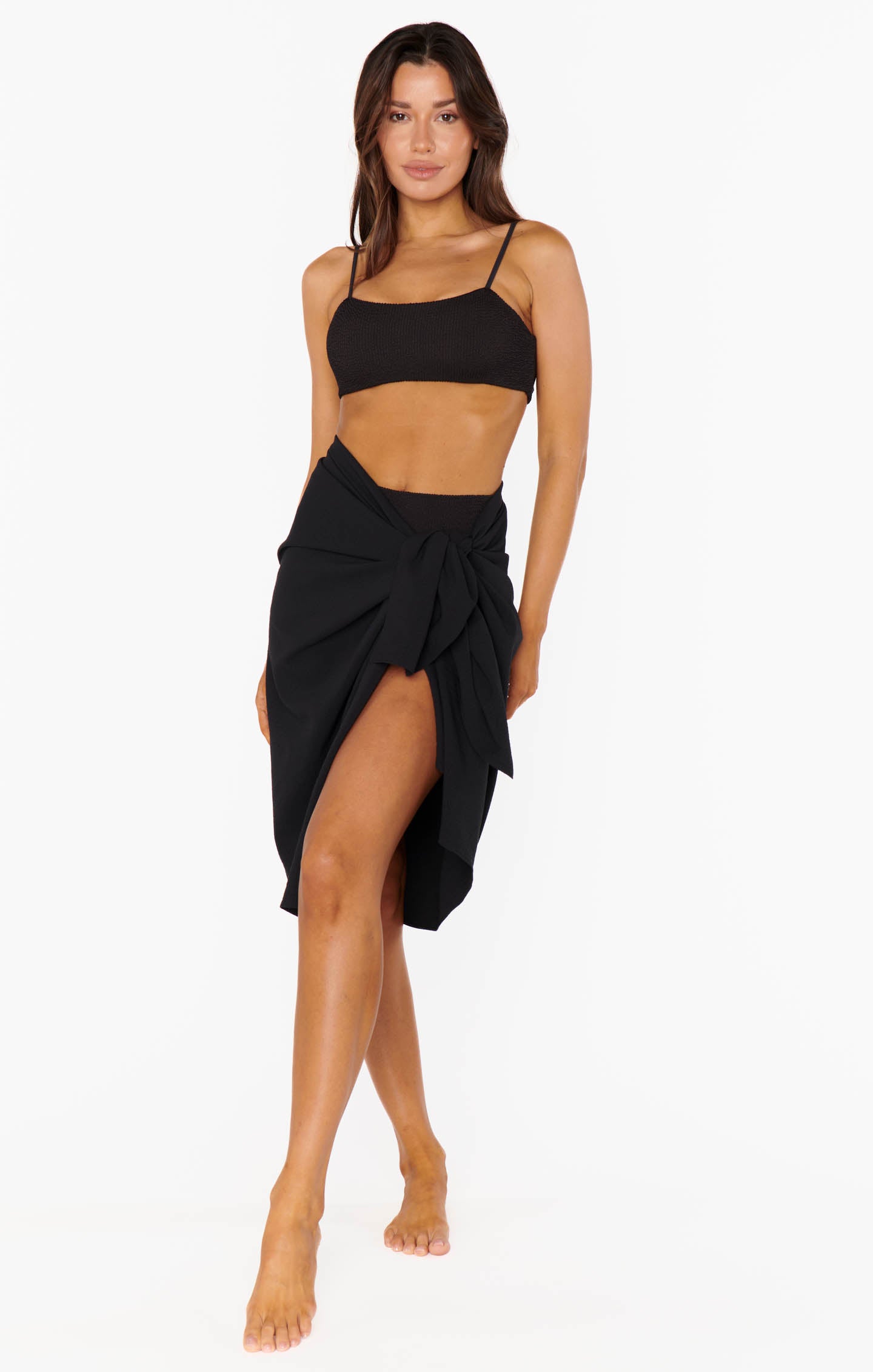 Black Crinkle Sarong for Beach & Swim Cover | Kiran
