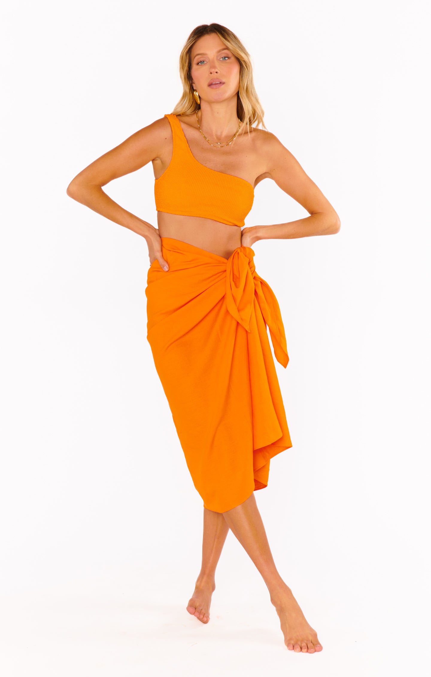 Orange Linen Sarong for Beach & Swim Cover | Kiran