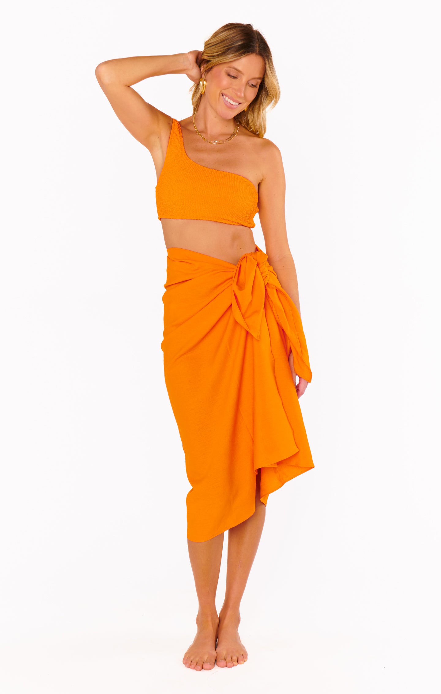 Orange Linen Sarong for Beach & Swim Cover | Kiran