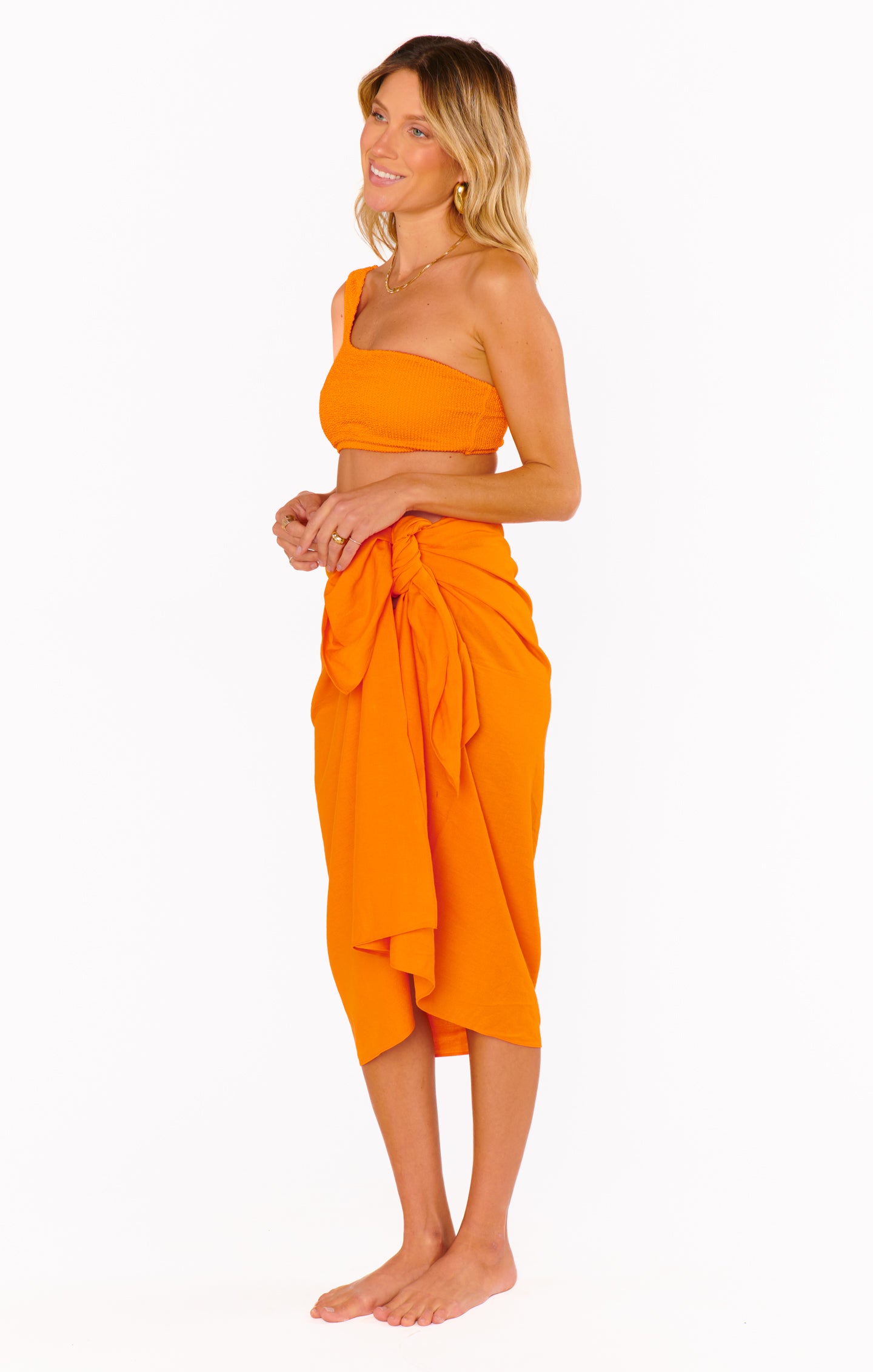 Orange Linen Sarong for Beach & Swim Cover | Kiran