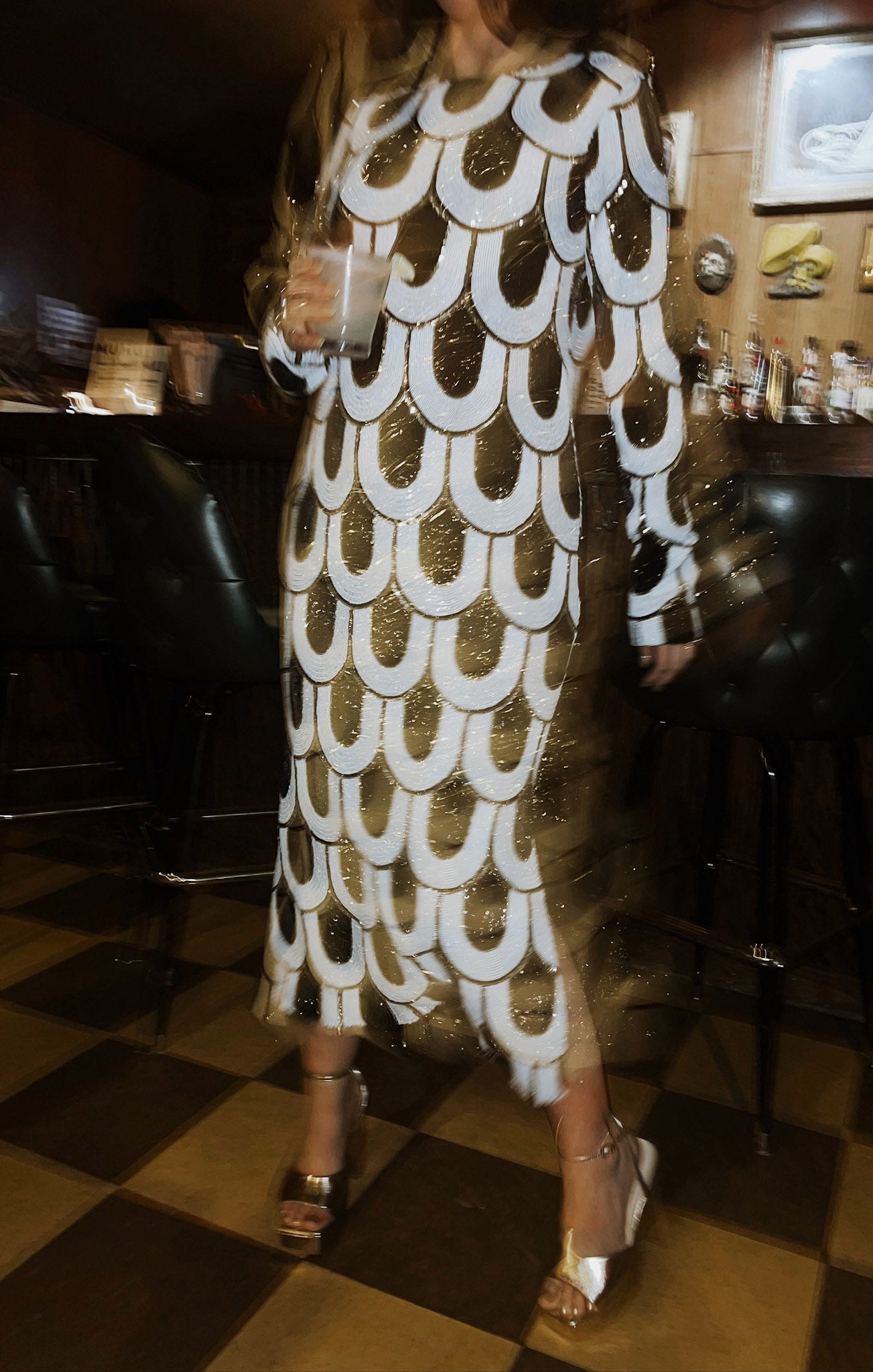Sequin Midi Dress with Side Slits | Maddison Art Deco Dress