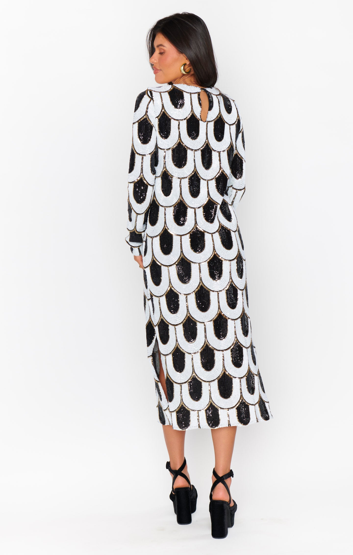 Sequin Midi Dress with Side Slits | Maddison Art Deco Dress