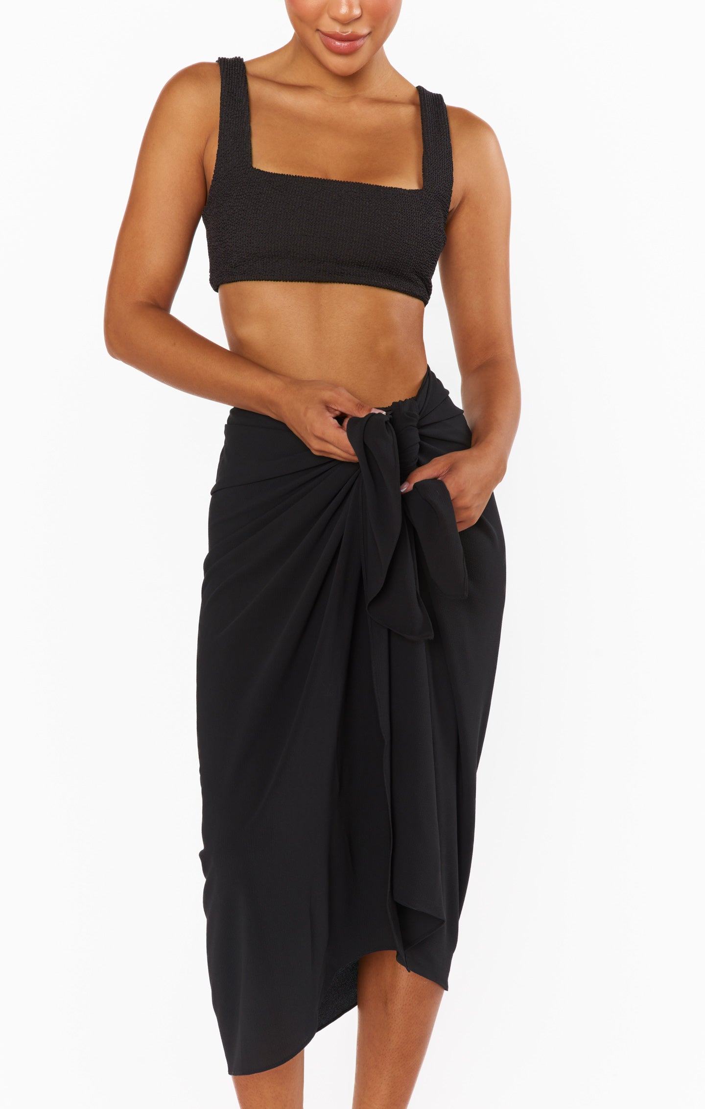 Black Beach Sarong with Extra Length for Swimwear Cover | Kiran
